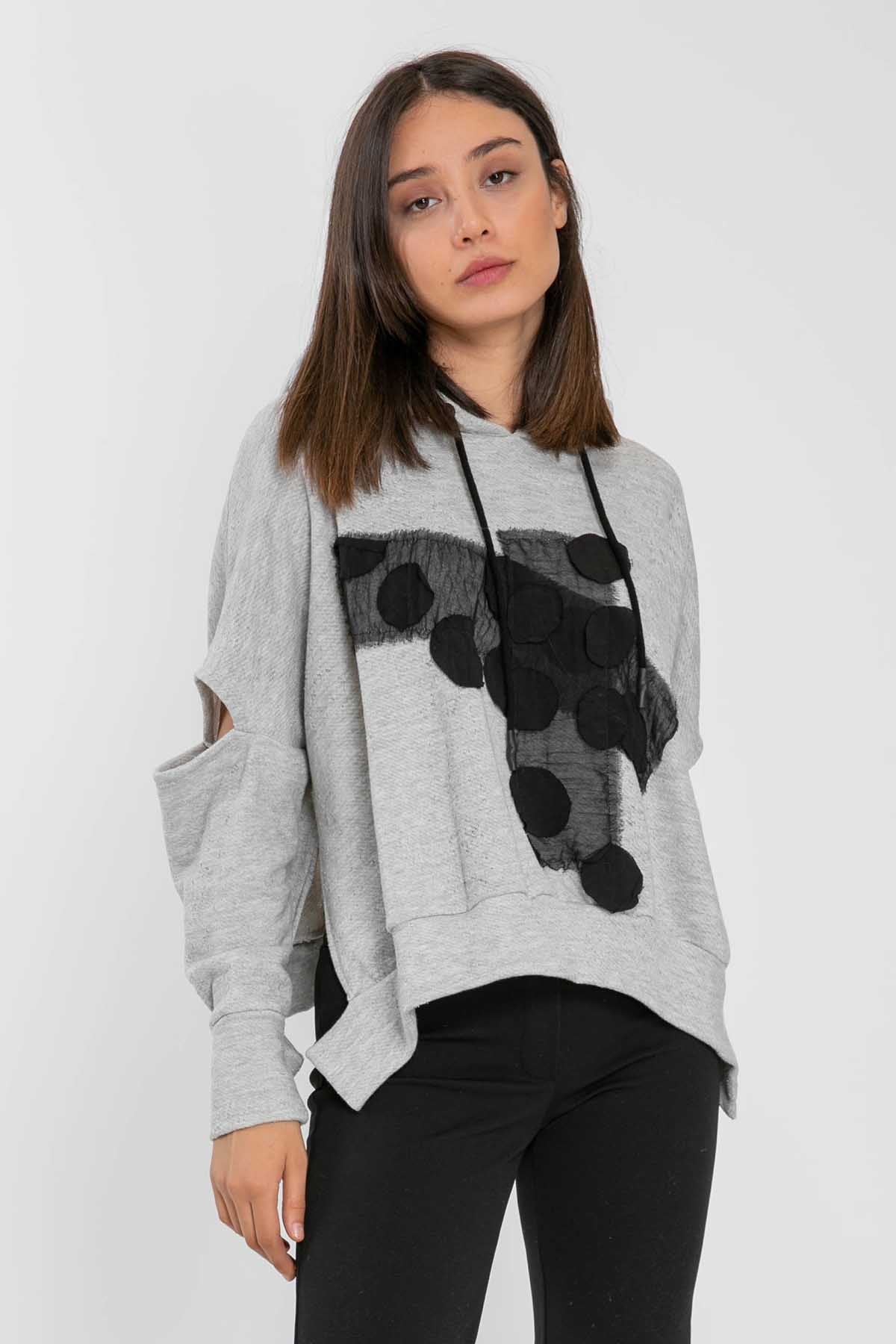 Crea Concept Kapüşonlu Düşük Omuz Sweatshirt-Libas Trendy Fashion Store