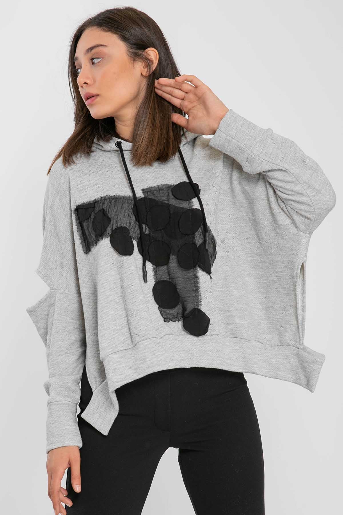 Crea Concept Kapüşonlu Düşük Omuz Sweatshirt-Libas Trendy Fashion Store