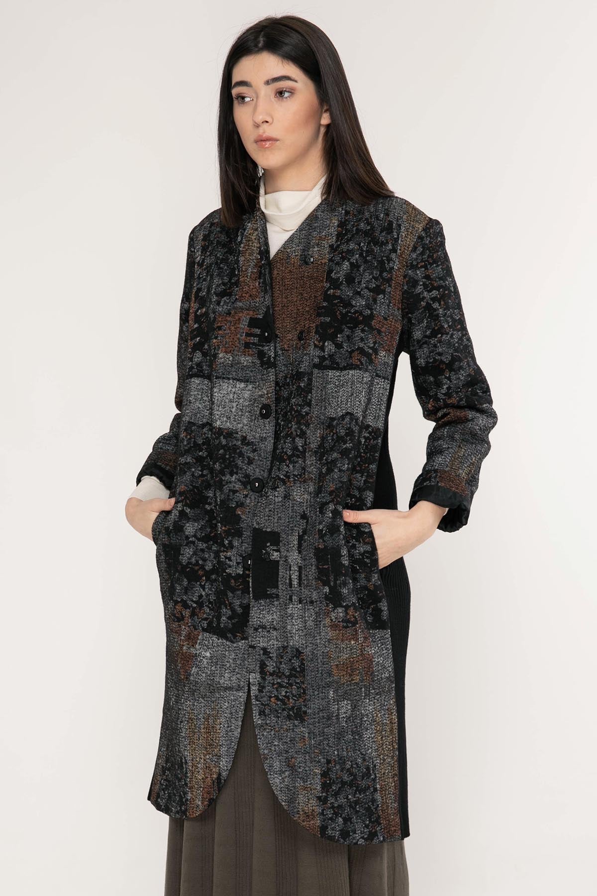 Crea Concept Patchwork Uzun Ceket-Libas Trendy Fashion Store