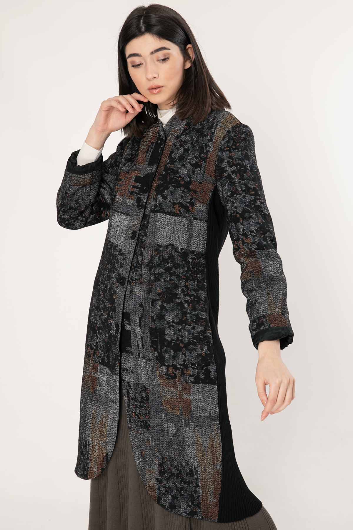 Crea Concept Patchwork Uzun Ceket-Libas Trendy Fashion Store