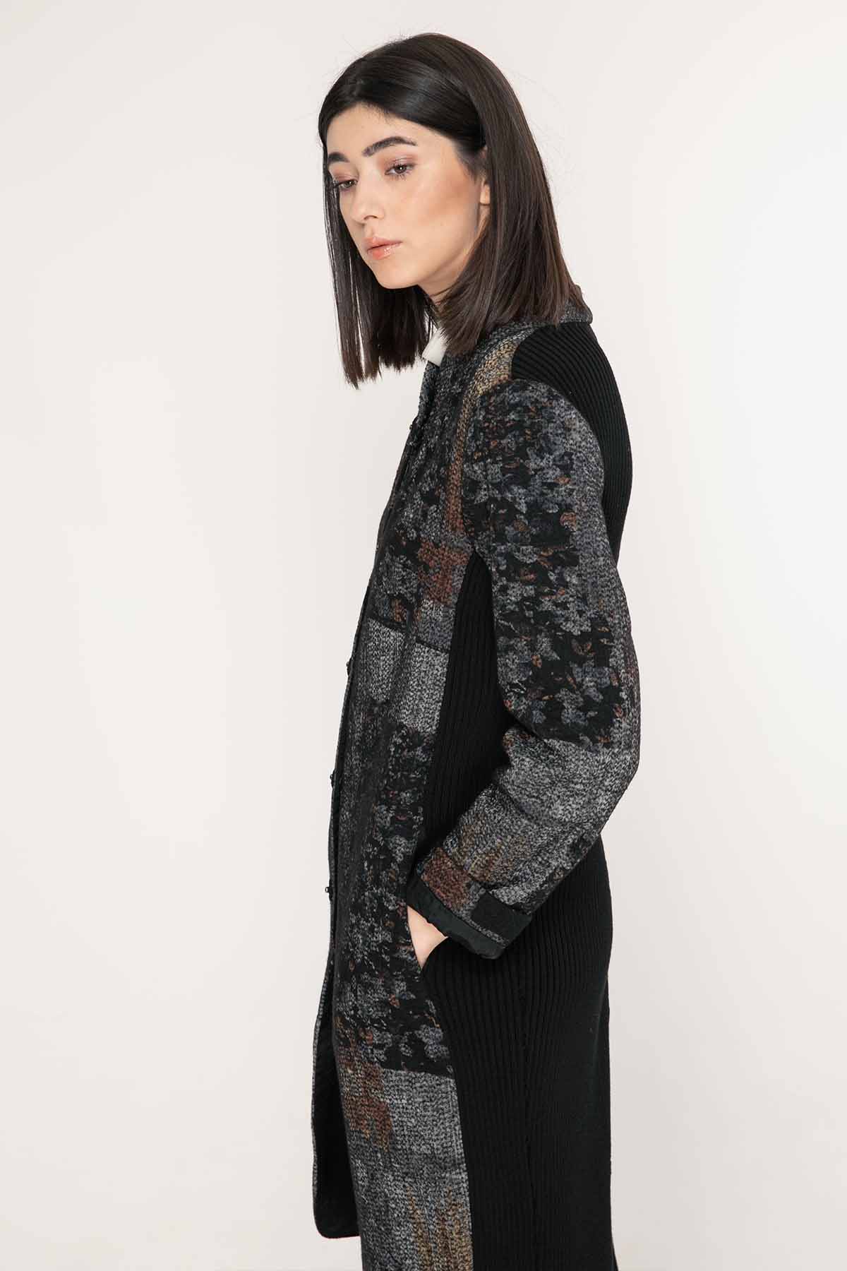 Crea Concept Patchwork Uzun Ceket-Libas Trendy Fashion Store