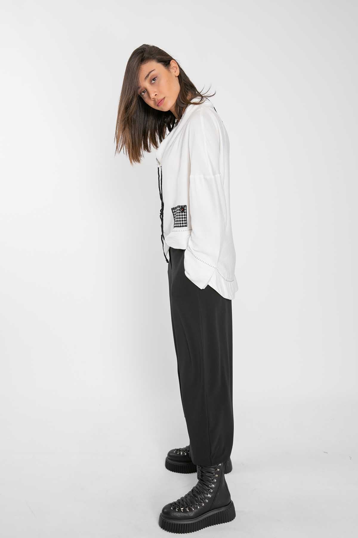 Crea Concept Şal Yaka Patchwork Bluz-Libas Trendy Fashion Store