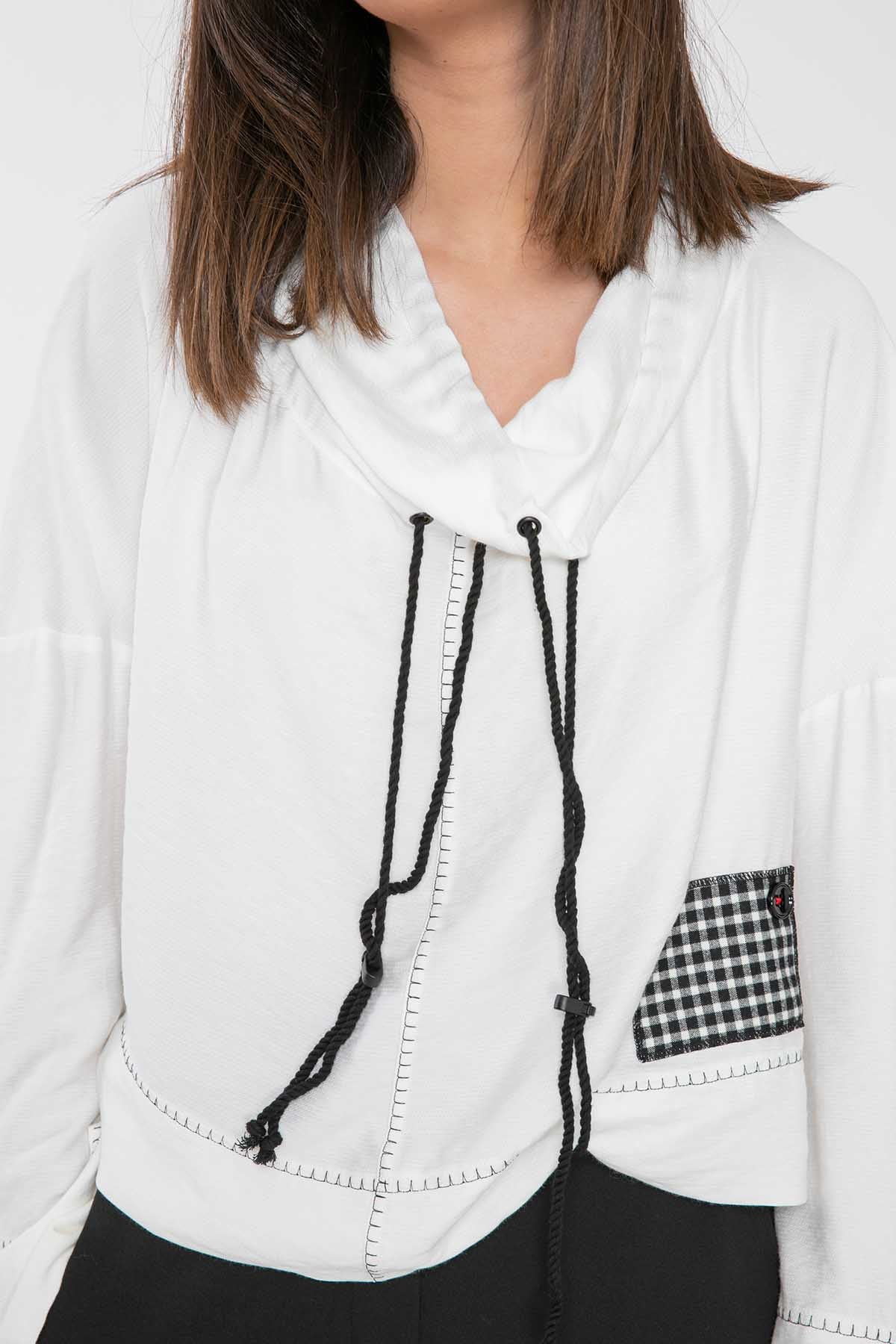 Crea Concept Şal Yaka Patchwork Bluz-Libas Trendy Fashion Store