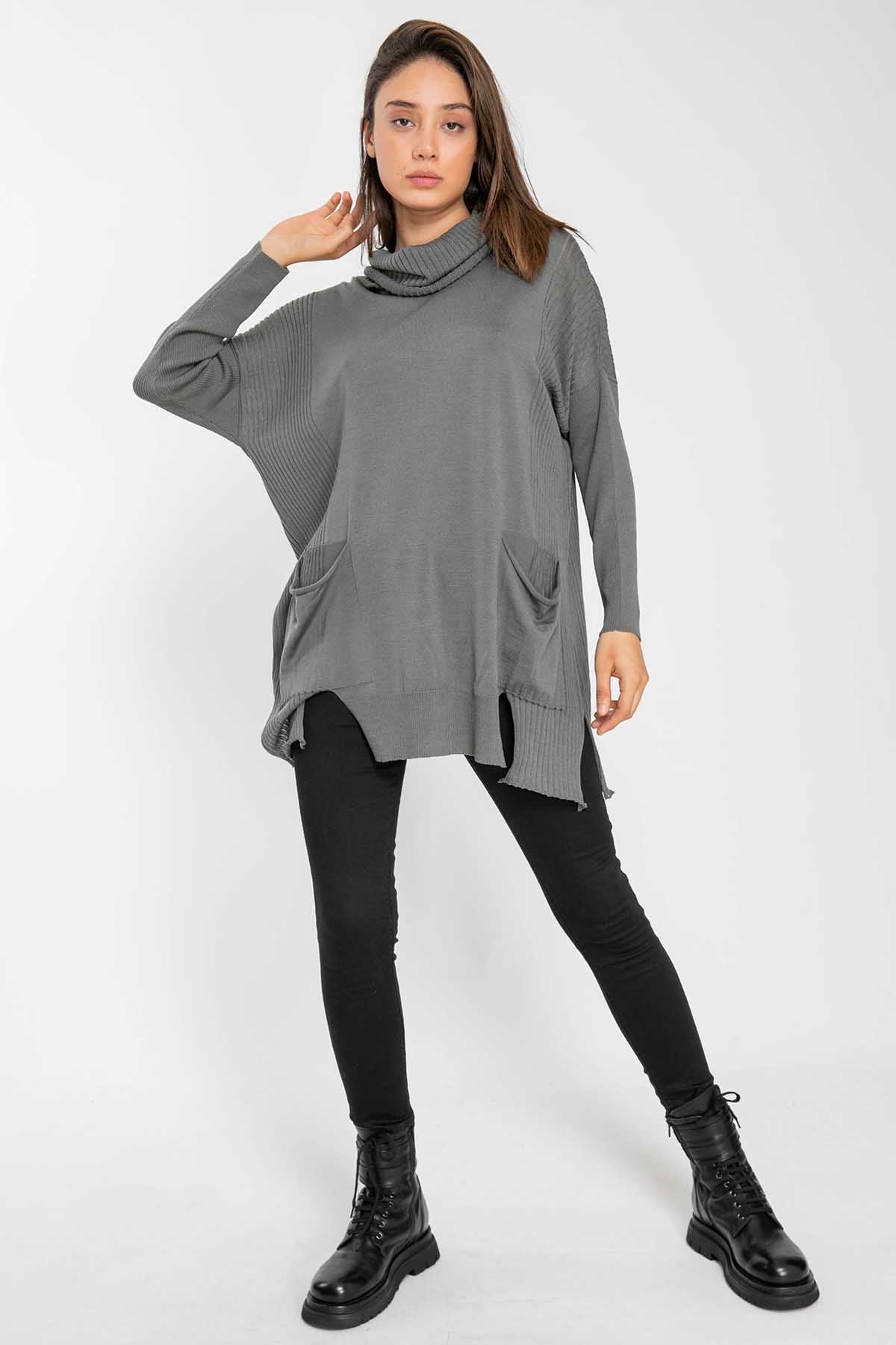 Crea Concept Şal Yaka Düşük Omuz Triko-Libas Trendy Fashion Store