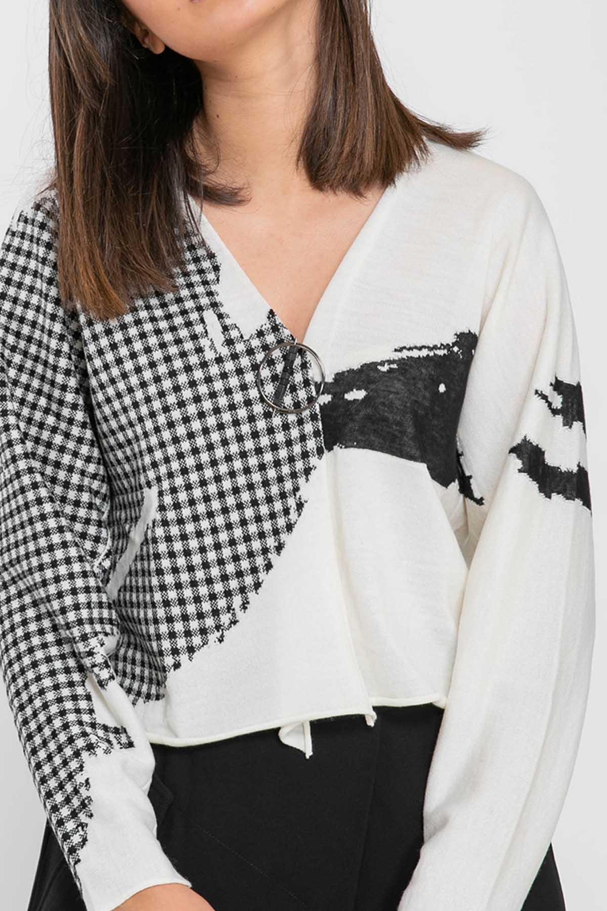 Crea Concept Patchwork Triko Ceket-Libas Trendy Fashion Store