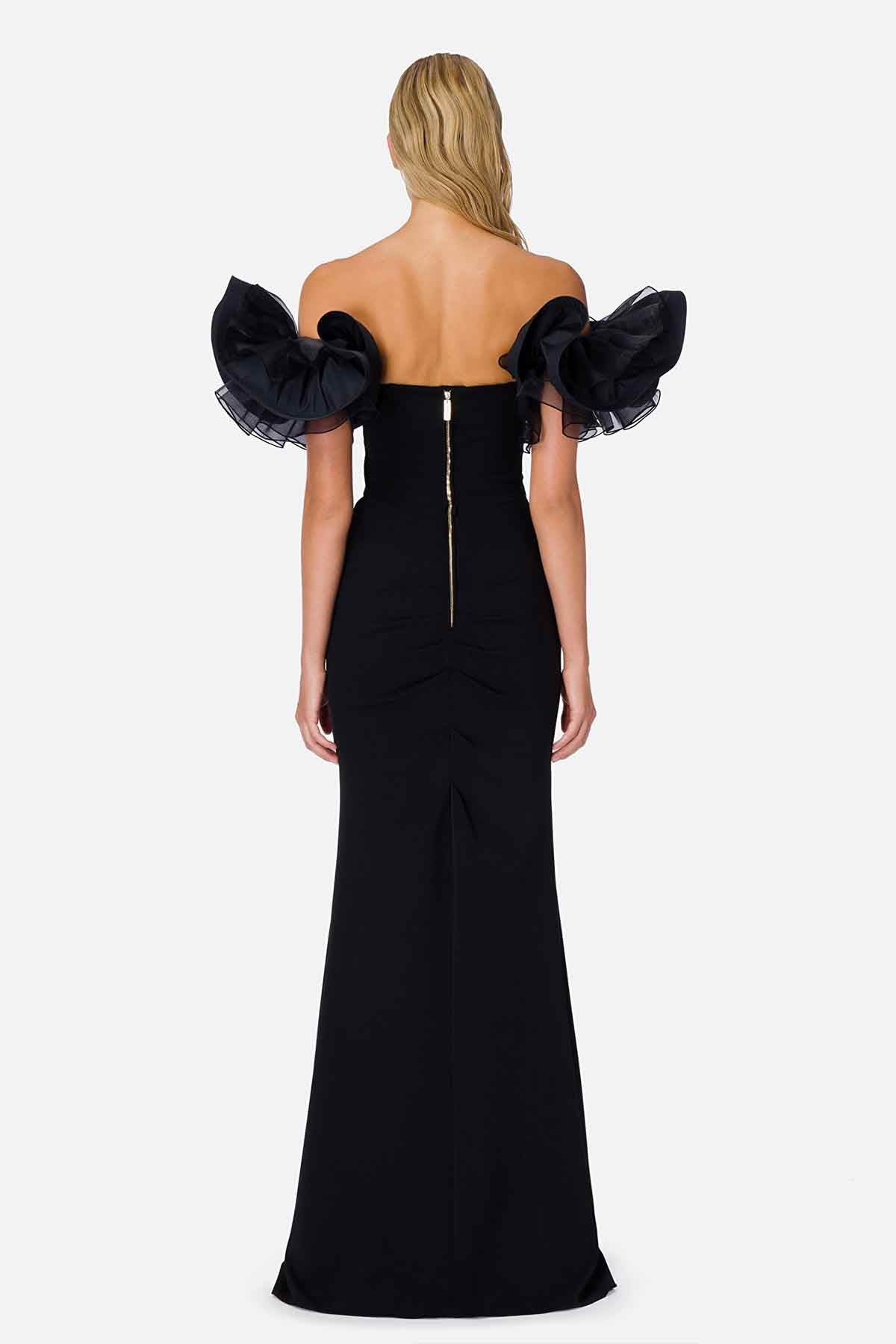 Elisabetta Franchi Volanlı Omuz Balık Elbise-Libas Trendy Fashion Store