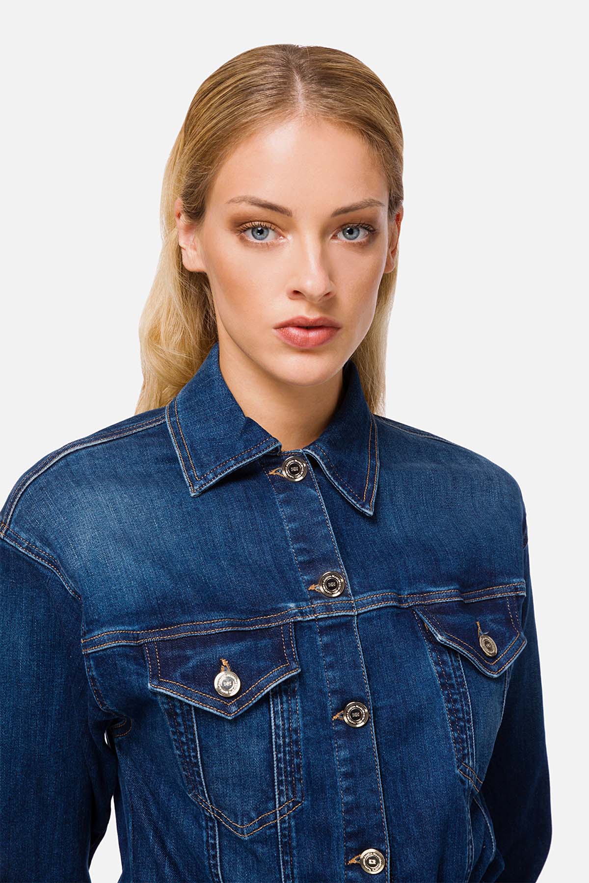 Elisabetta Franchi Yırtmaçlı Denim Elbise-Libas Trendy Fashion Store