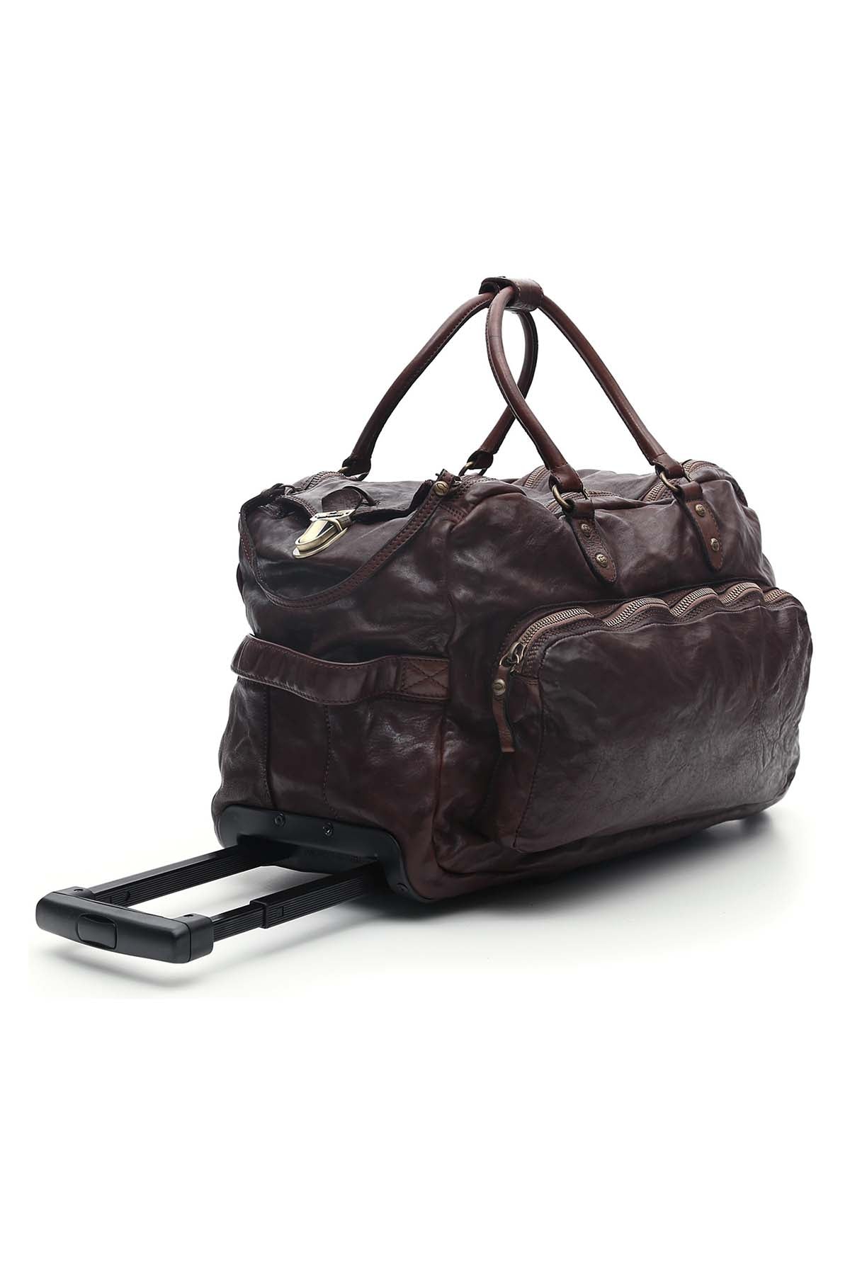 Campomaggi Tekerlekli Deri Seyahat Çantası-Libas Trendy Fashion Store