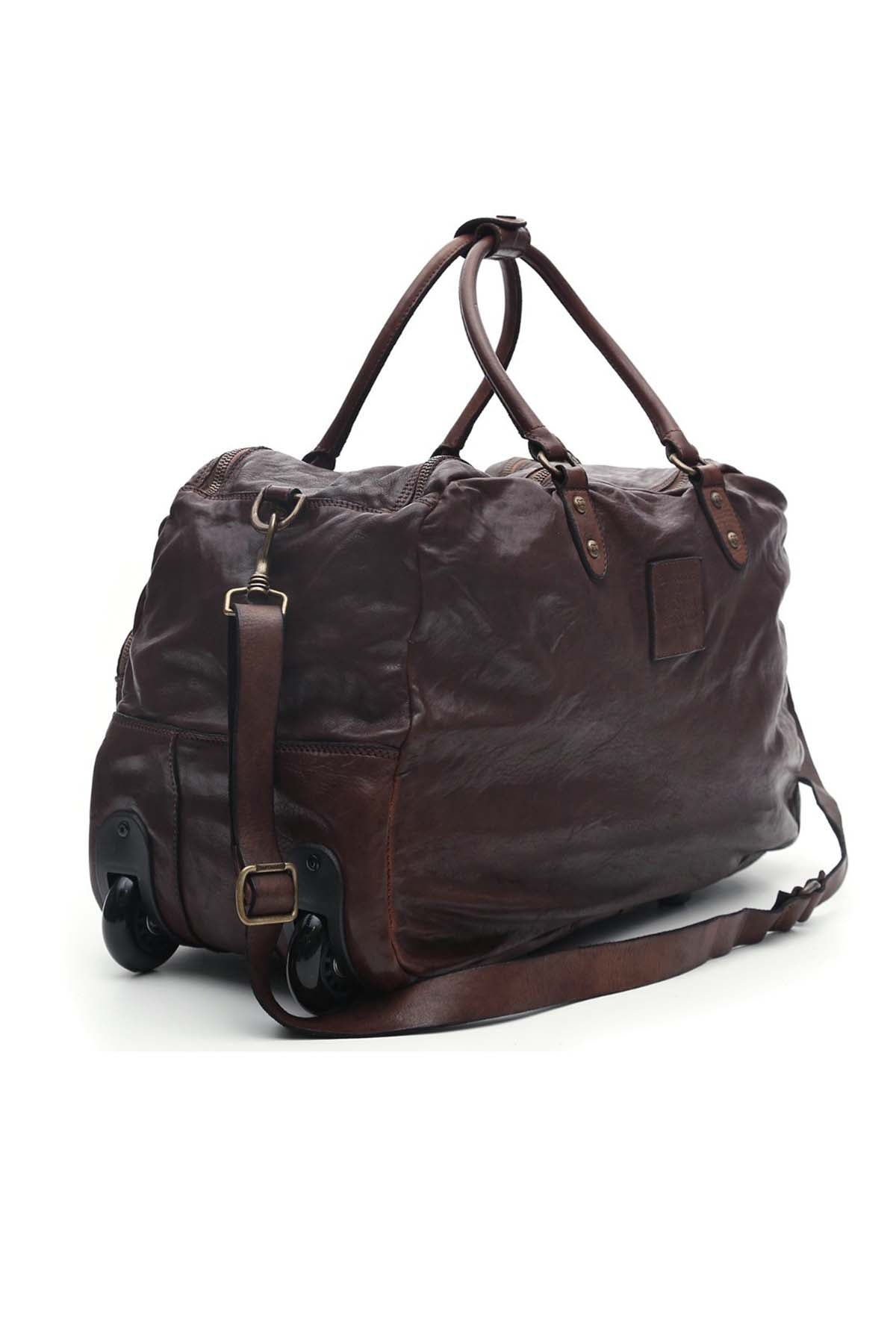 Campomaggi Tekerlekli Deri Seyahat Çantası-Libas Trendy Fashion Store
