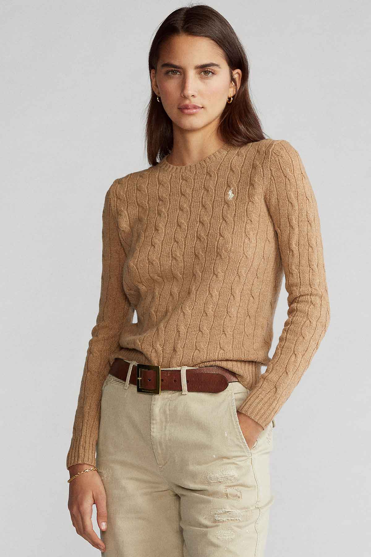 Polo Ralph Lauren Yuvarlak Yaka Kaşmirli Saç Örgü Triko-Libas Trendy Fashion Store