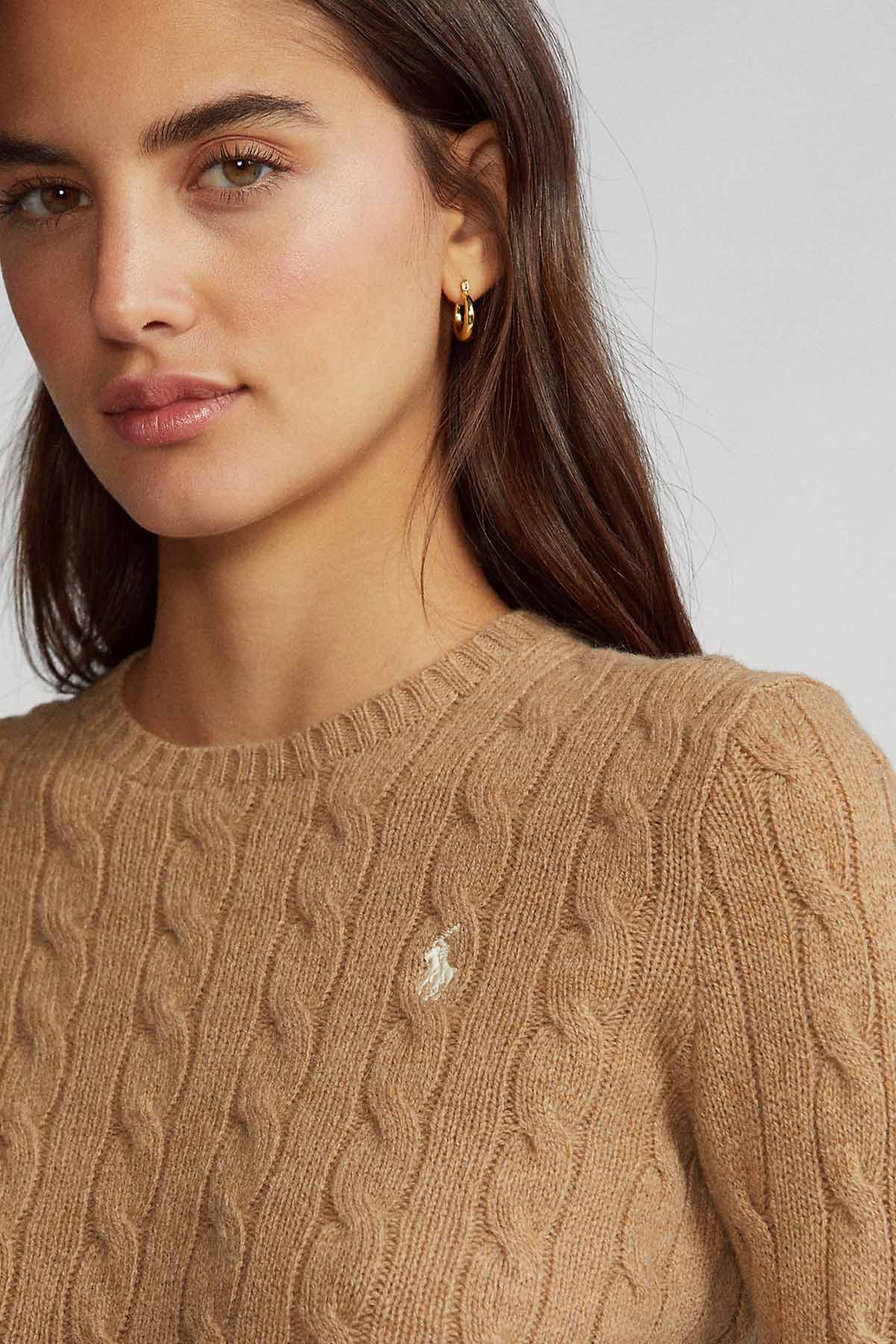 Polo Ralph Lauren Yuvarlak Yaka Kaşmirli Saç Örgü Triko-Libas Trendy Fashion Store