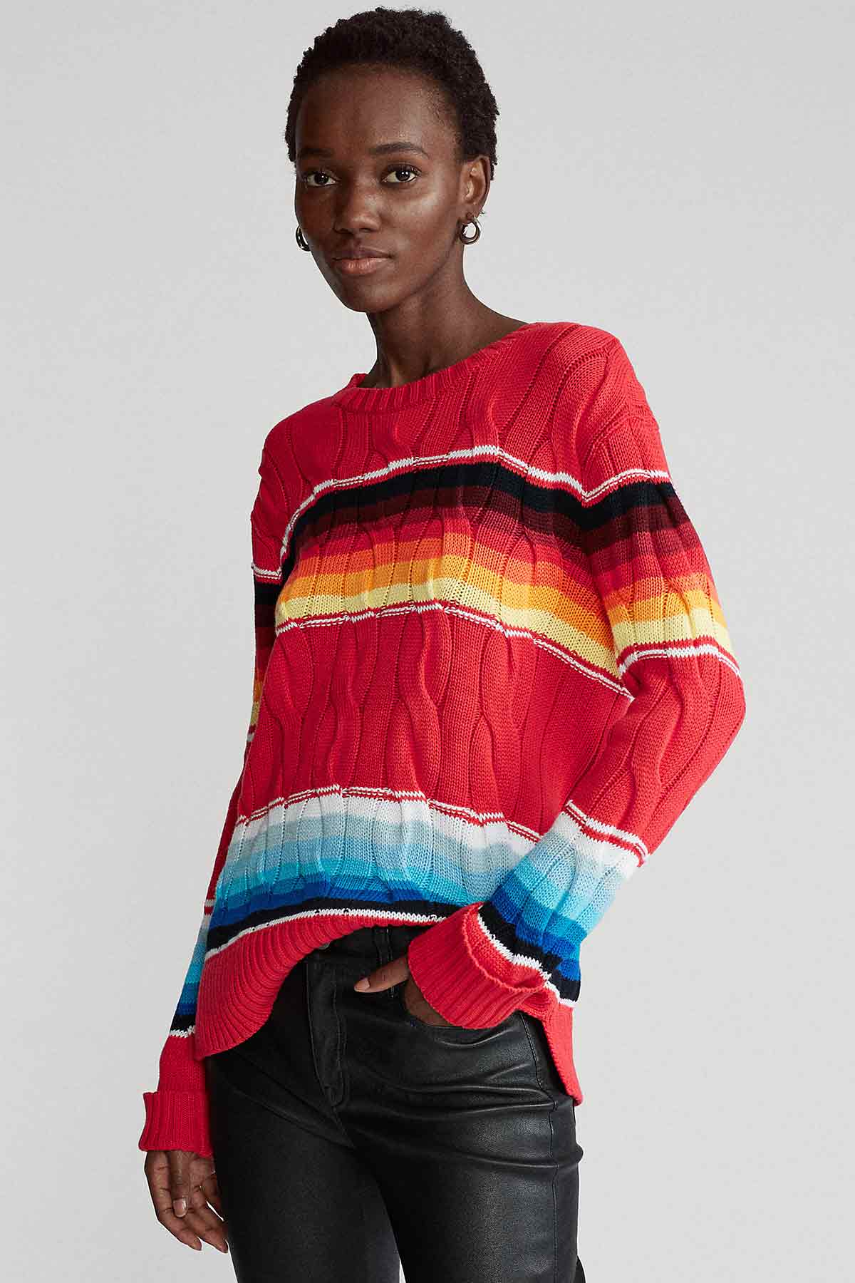 Polo Ralph Lauren Yuvarlak Yaka Degrade Saç Örgü Triko-Libas Trendy Fashion Store