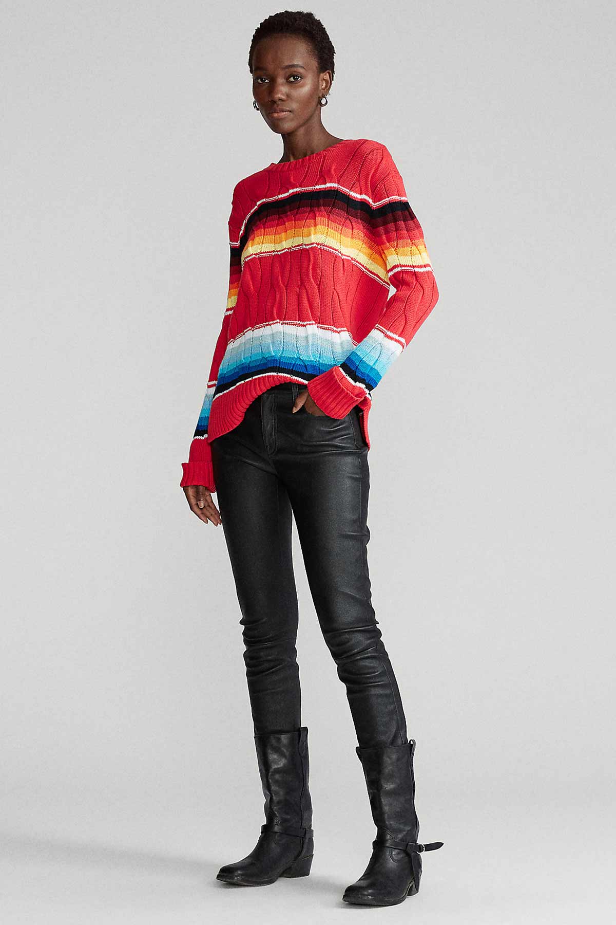 Polo Ralph Lauren Yuvarlak Yaka Degrade Saç Örgü Triko-Libas Trendy Fashion Store