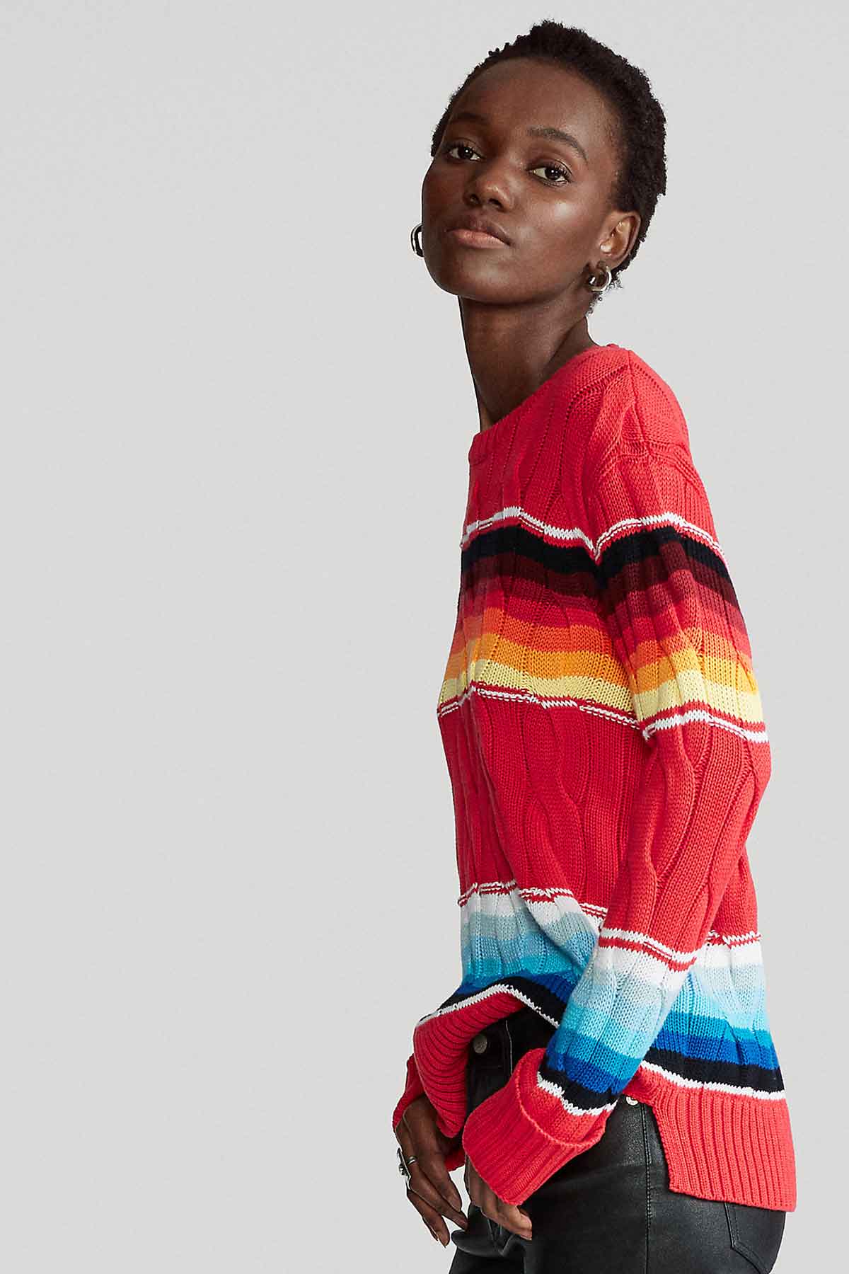 Polo Ralph Lauren Yuvarlak Yaka Degrade Saç Örgü Triko-Libas Trendy Fashion Store