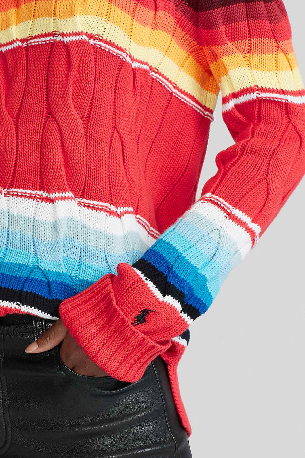 Polo Ralph Lauren Yuvarlak Yaka Degrade Saç Örgü Triko-Libas Trendy Fashion Store