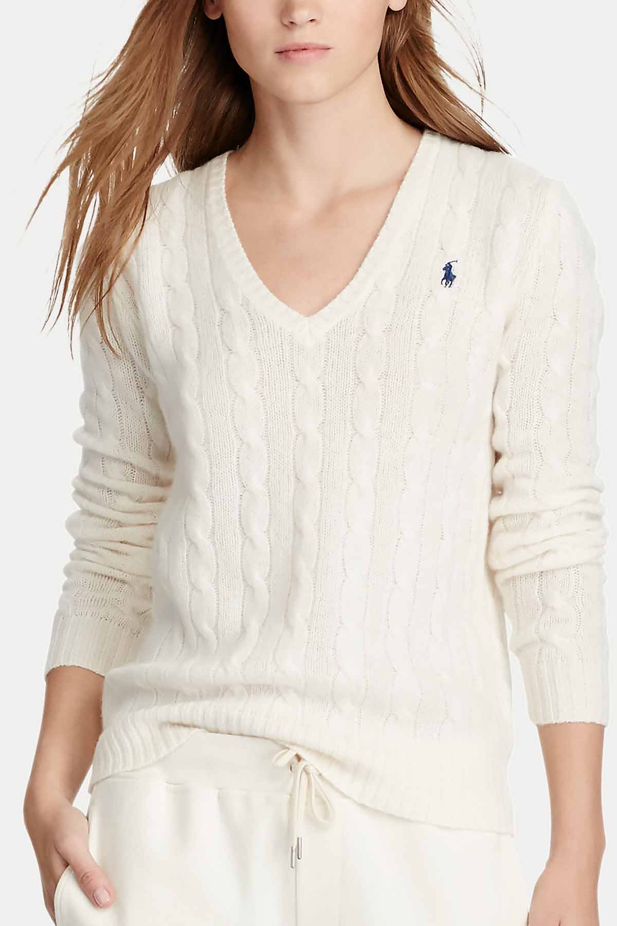 Polo Ralph Lauren V Yaka Kaşmirli Saç Örgü Triko-Libas Trendy Fashion Store