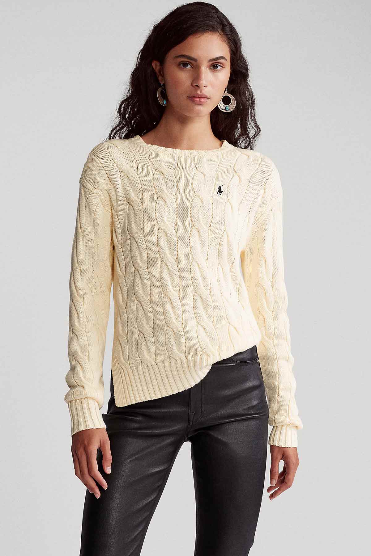 Polo Ralph Lauren Yandan Yırtmaçlı Saç Örgü Triko-Libas Trendy Fashion Store