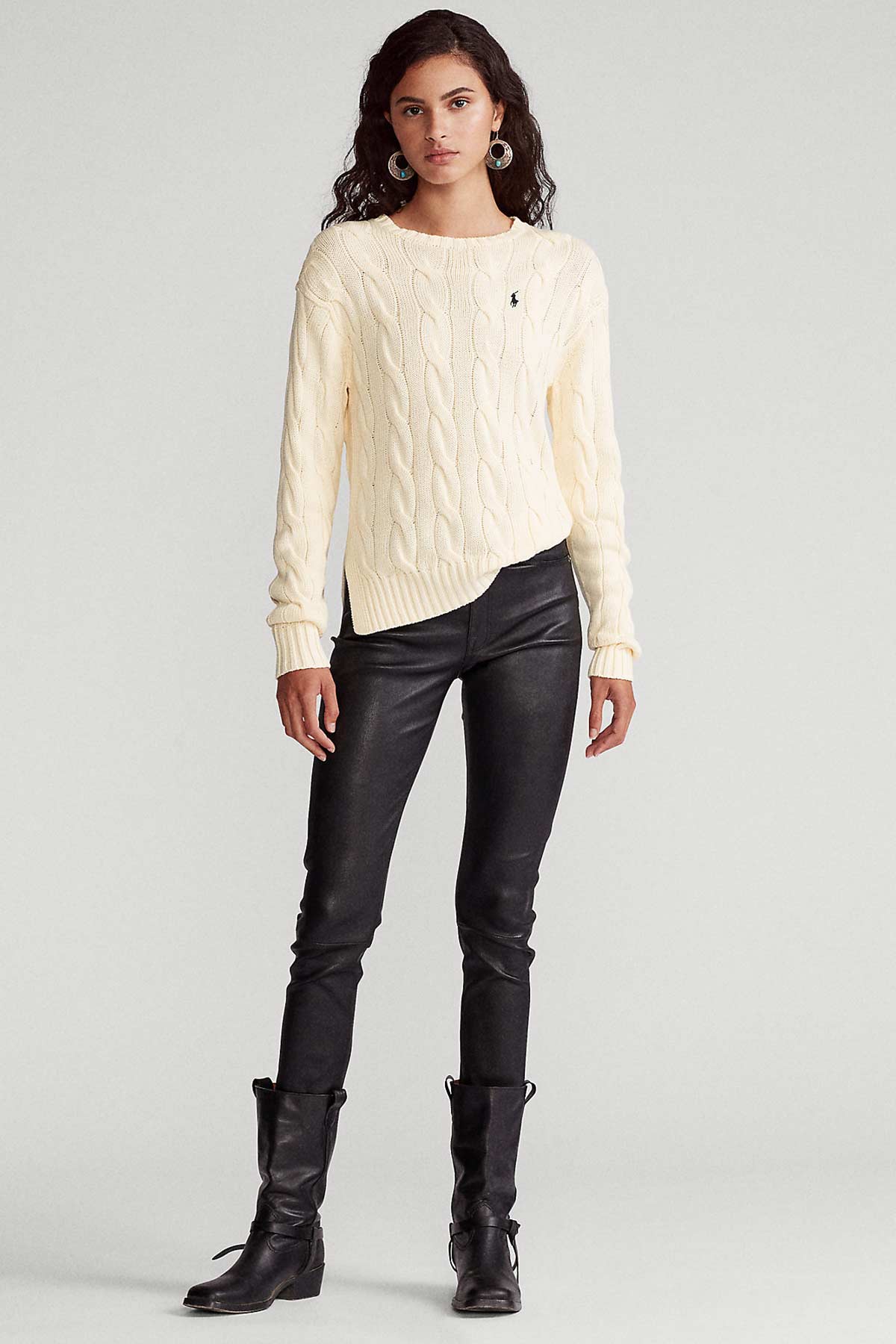 Polo Ralph Lauren Yandan Yırtmaçlı Saç Örgü Triko-Libas Trendy Fashion Store