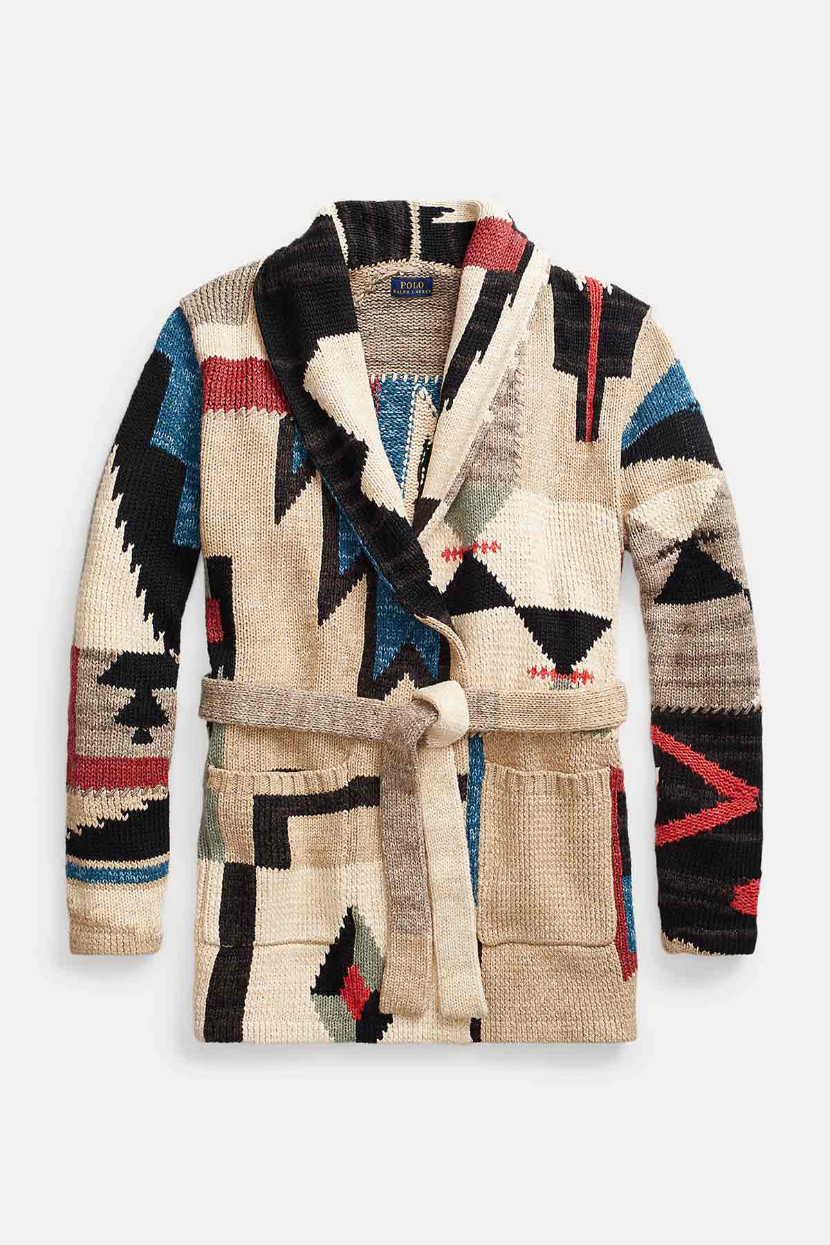 Polo Ralph Lauren Belden Kuşaklı Patchwork Triko Ceket-Libas Trendy Fashion Store