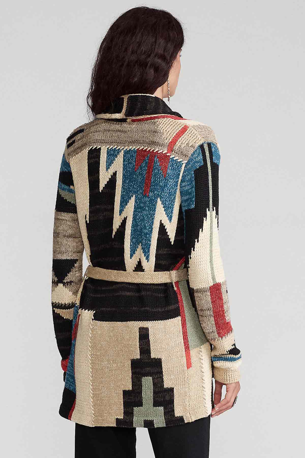 Polo Ralph Lauren Belden Kuşaklı Patchwork Triko Ceket-Libas Trendy Fashion Store