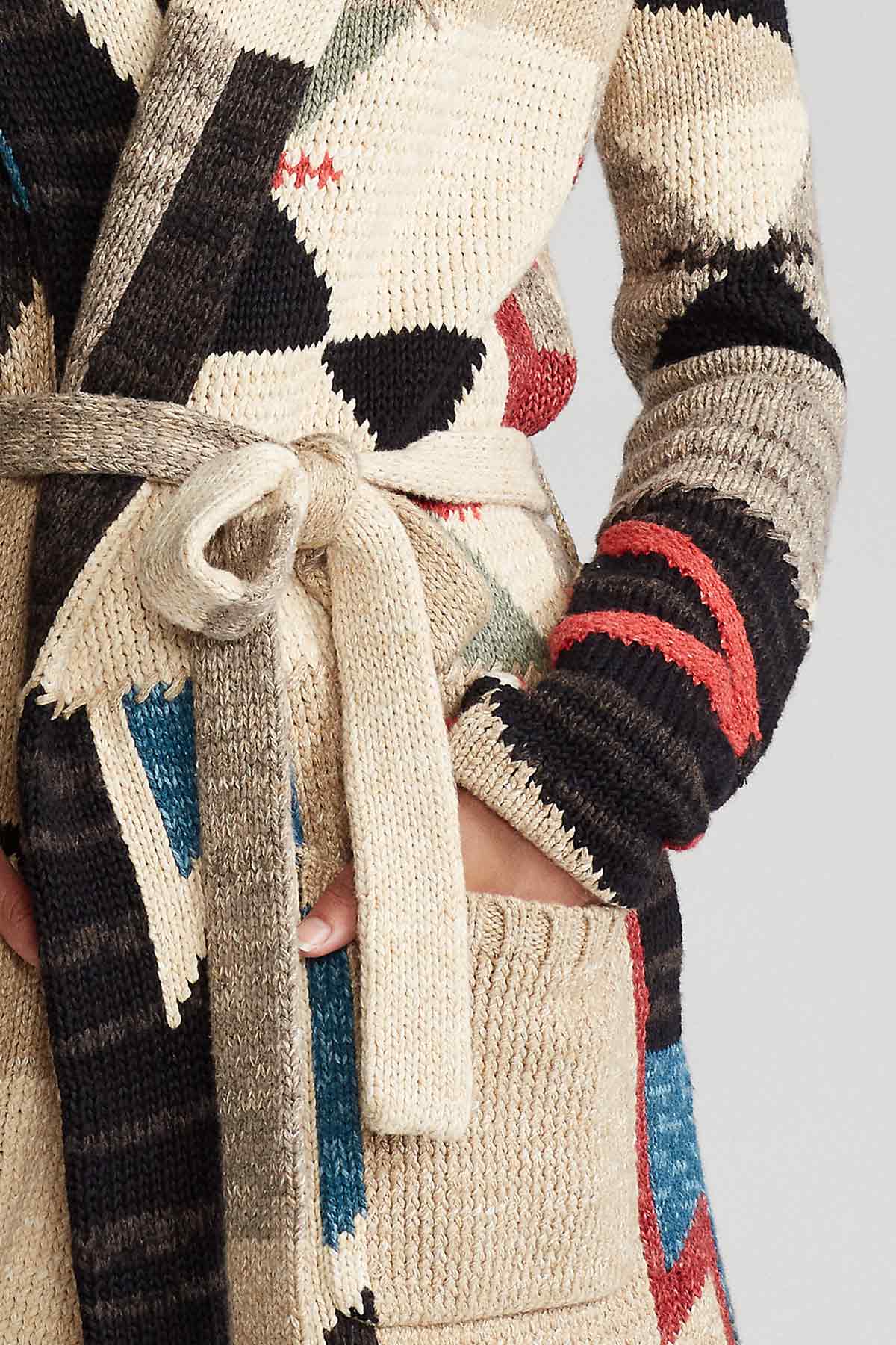 Polo Ralph Lauren Belden Kuşaklı Patchwork Triko Ceket-Libas Trendy Fashion Store