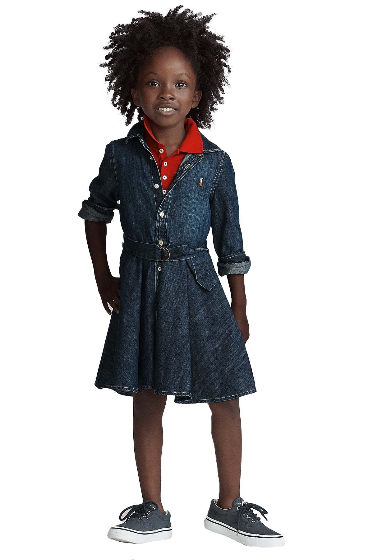 Polo Ralph Lauren 5-6.5 Yaş Kız Denim Elbise-Libas Trendy Fashion Store