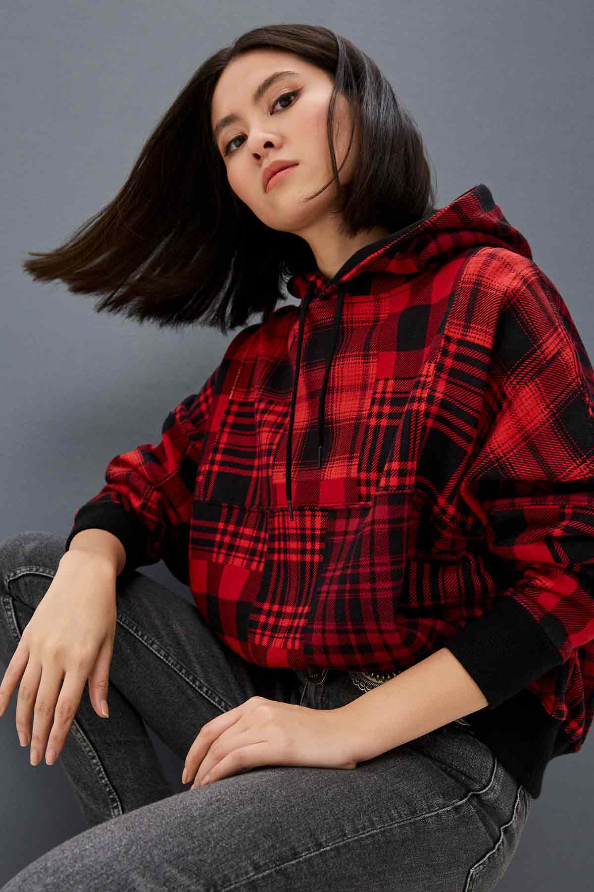 Polo Ralph Lauren Kapüşonlu Oversize Patchwork Sweatshirt-Libas Trendy Fashion Store