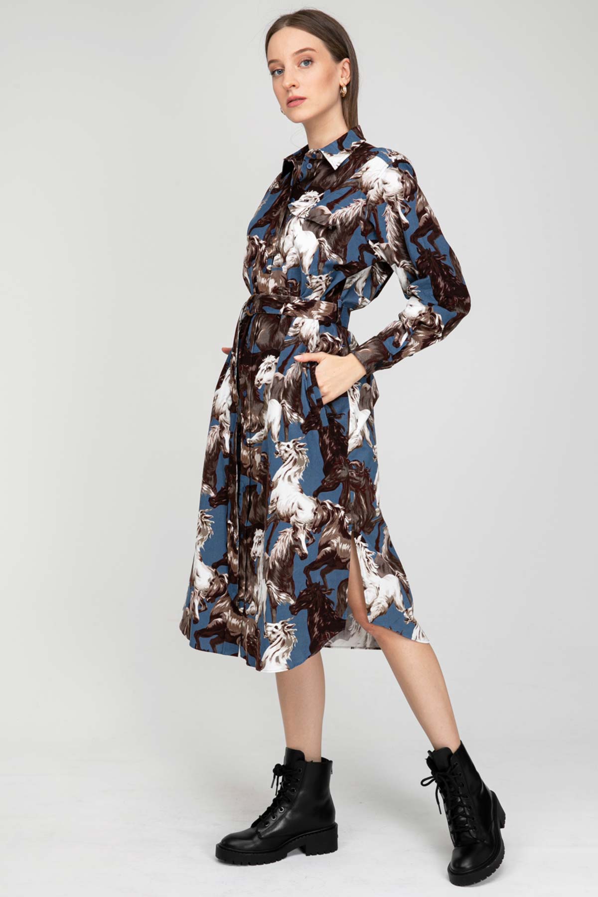 Kenzo Horses Gömlek Elbise-Libas Trendy Fashion Store