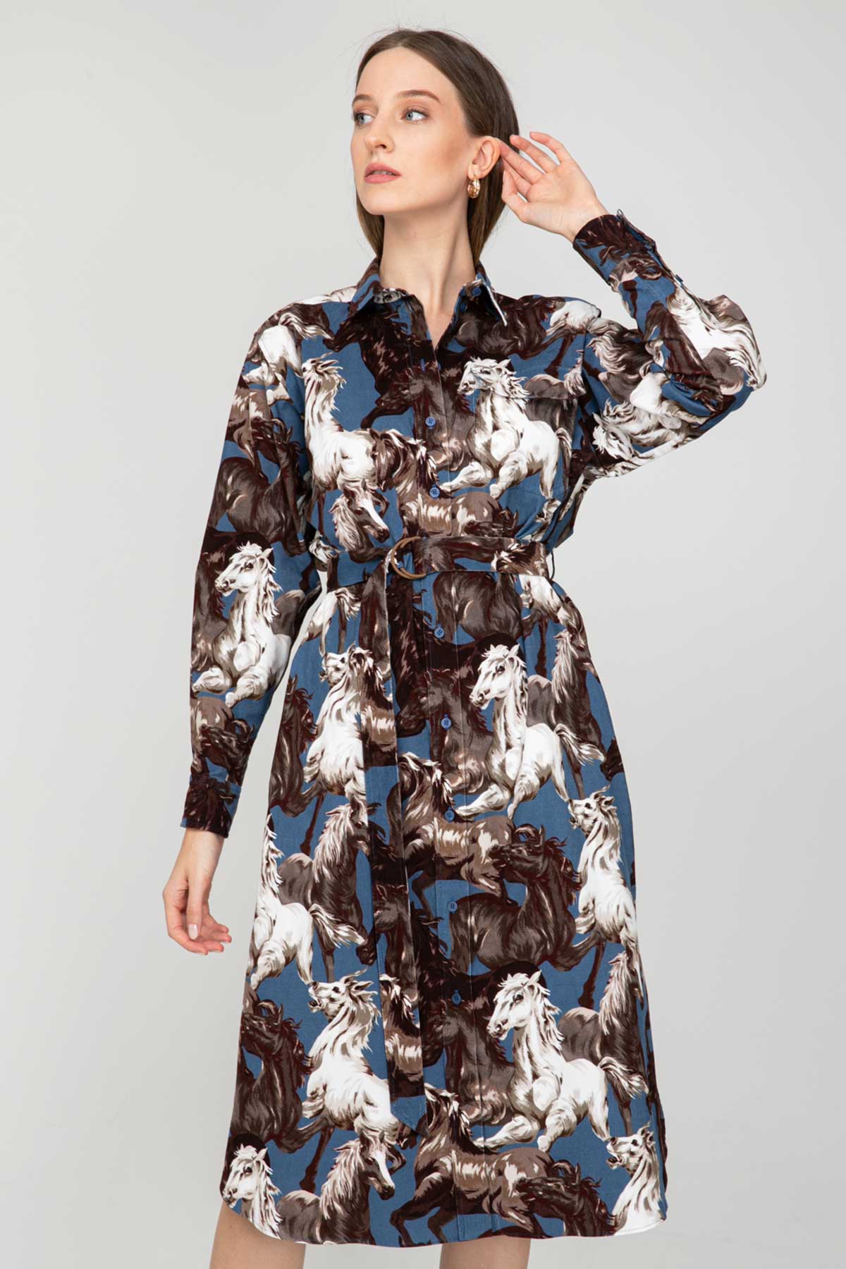 Kenzo Horses Gömlek Elbise-Libas Trendy Fashion Store