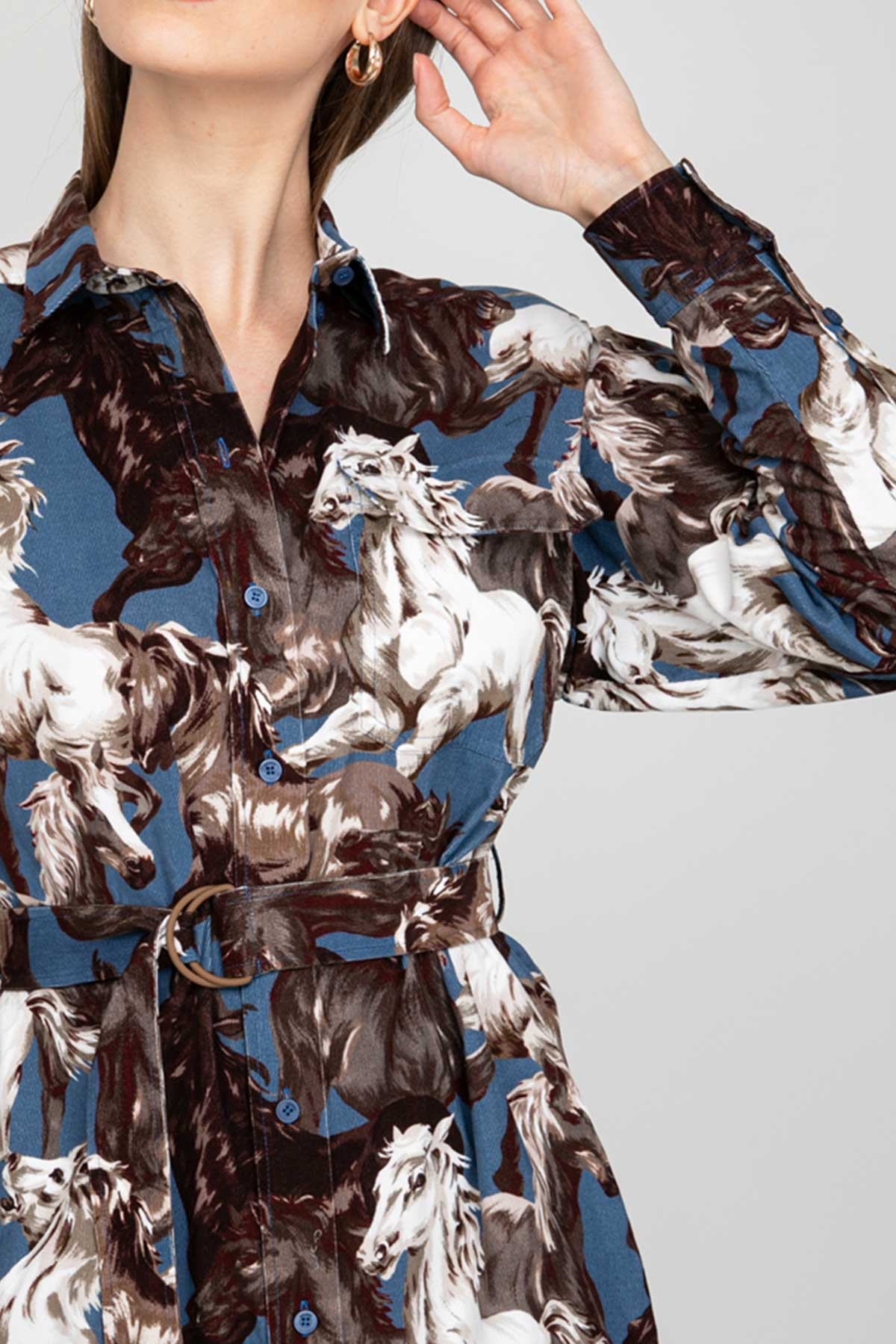 Kenzo Horses Gömlek Elbise-Libas Trendy Fashion Store