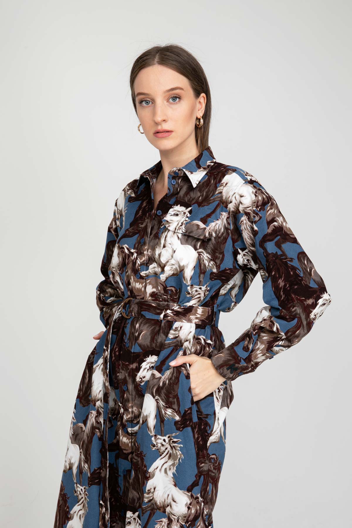 Kenzo Horses Gömlek Elbise-Libas Trendy Fashion Store