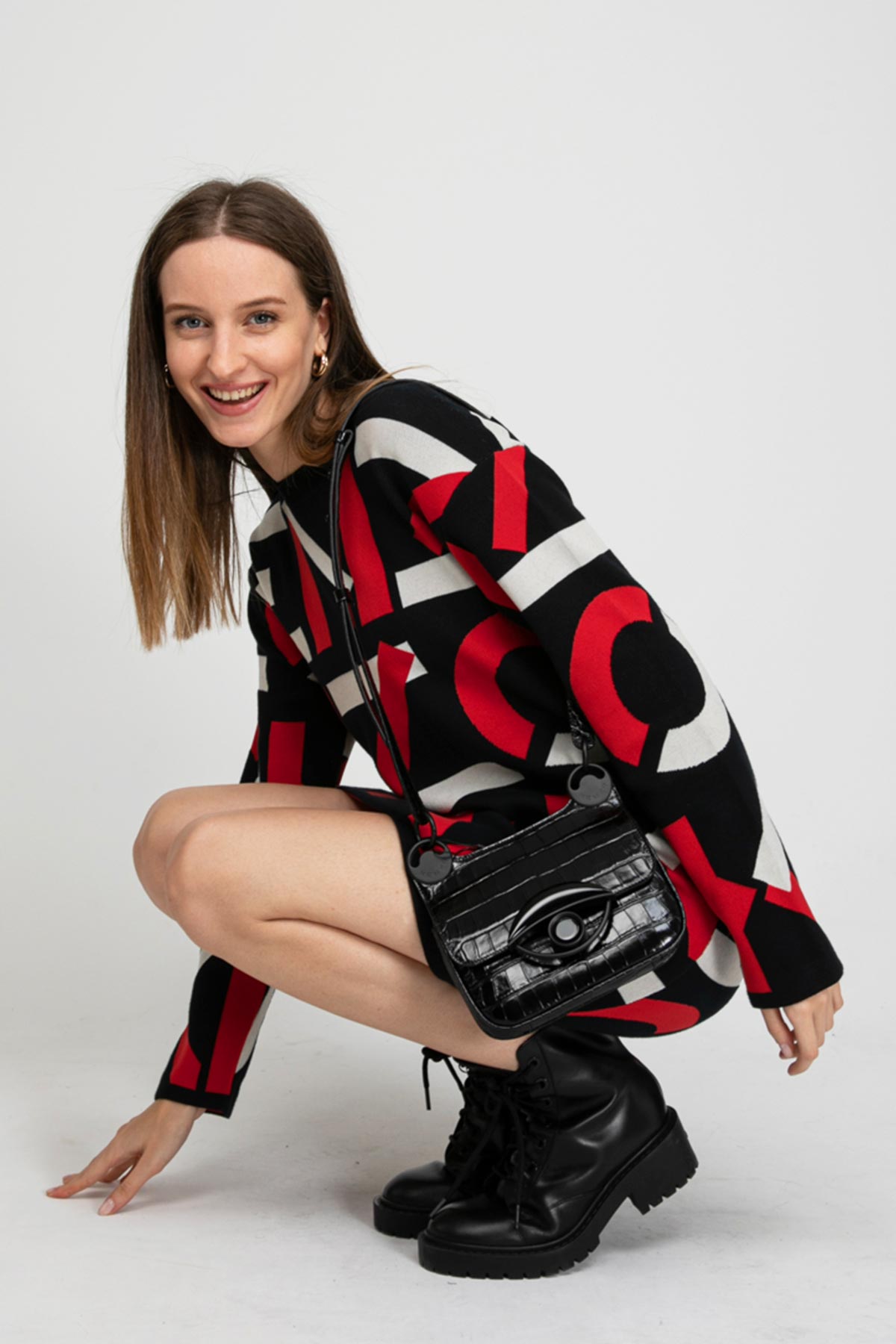 Kenzo Monogram Triko Elbise-Libas Trendy Fashion Store