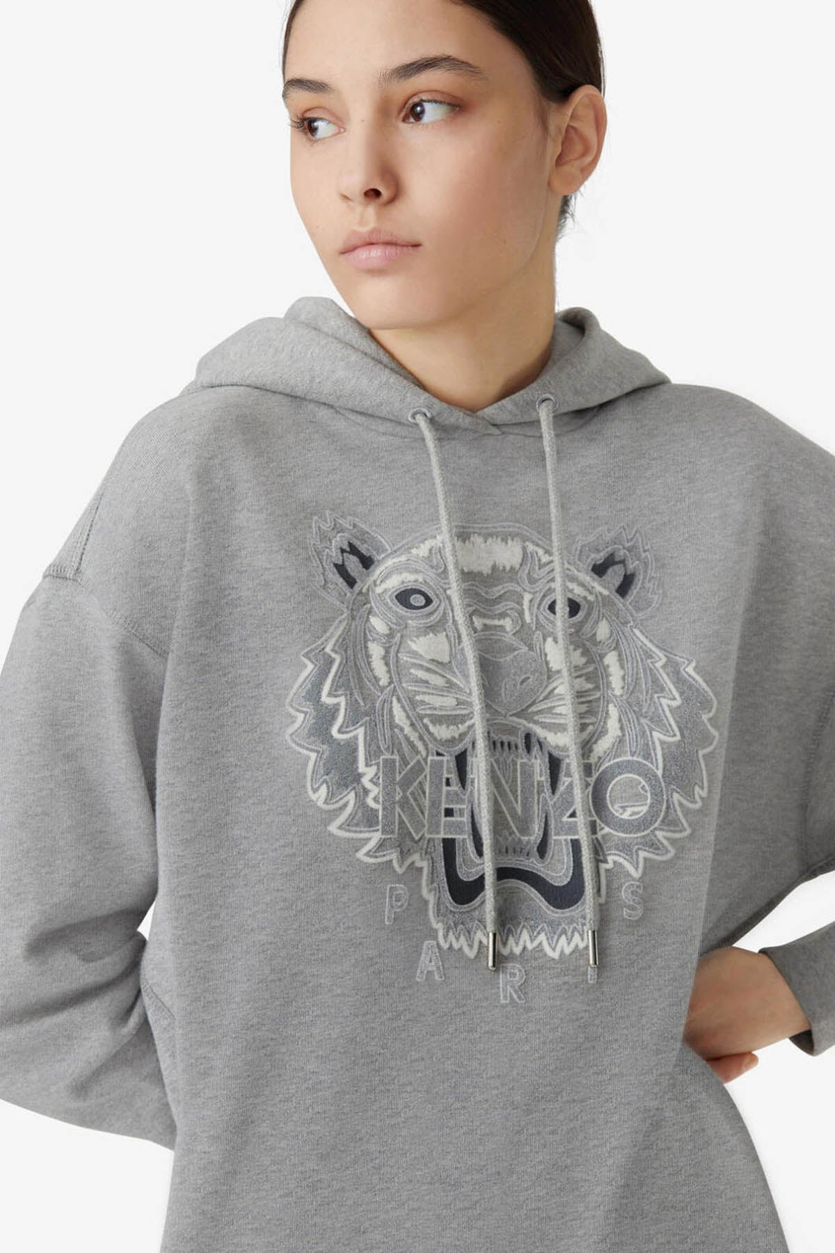 Kenzo Kaplan Logolu Kapüşonlu Sweatshirt Elbise-Libas Trendy Fashion Store