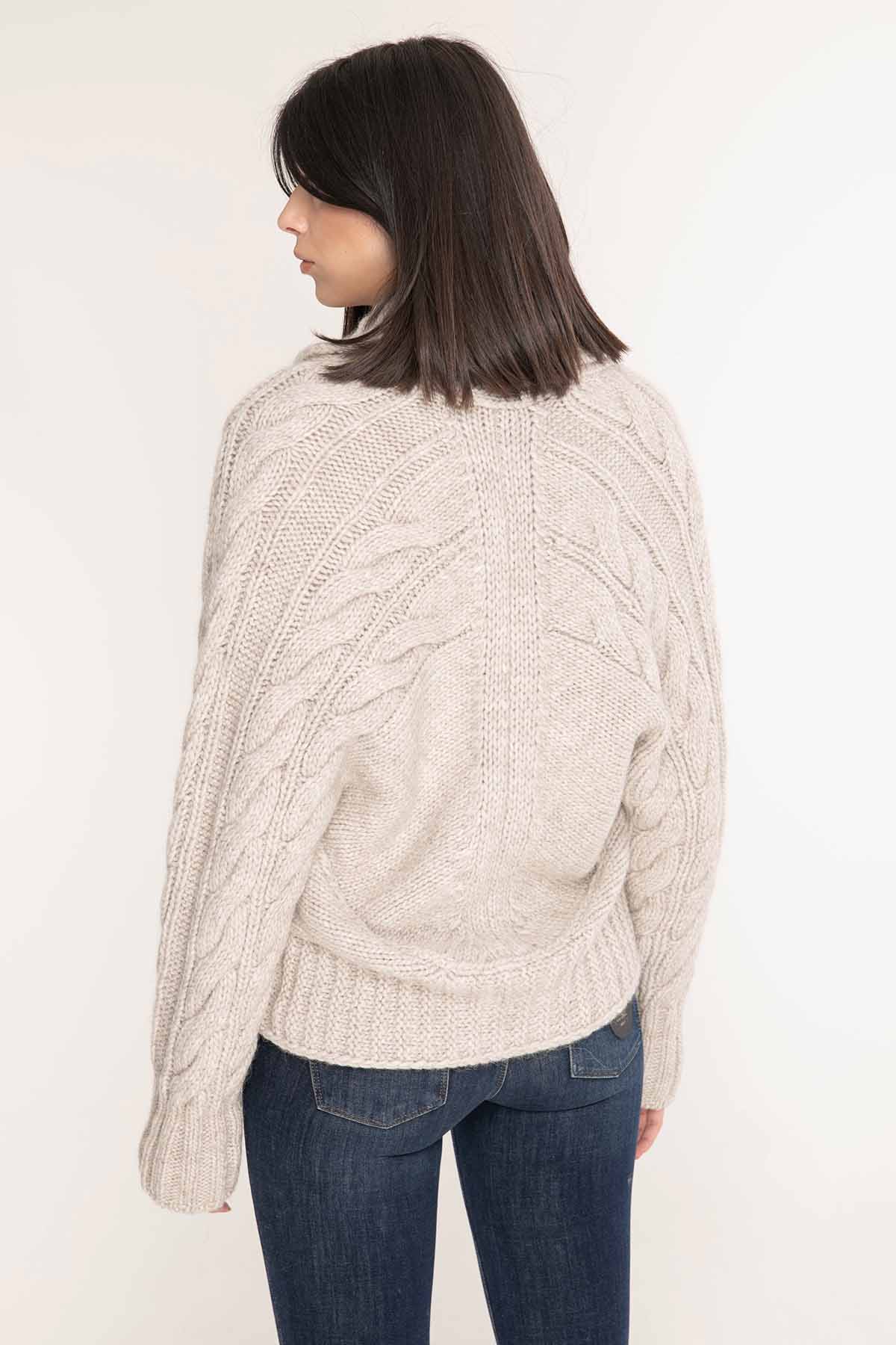 Transit Şal Yaka Saç Örgü Detaylı Ceket-Libas Trendy Fashion Store