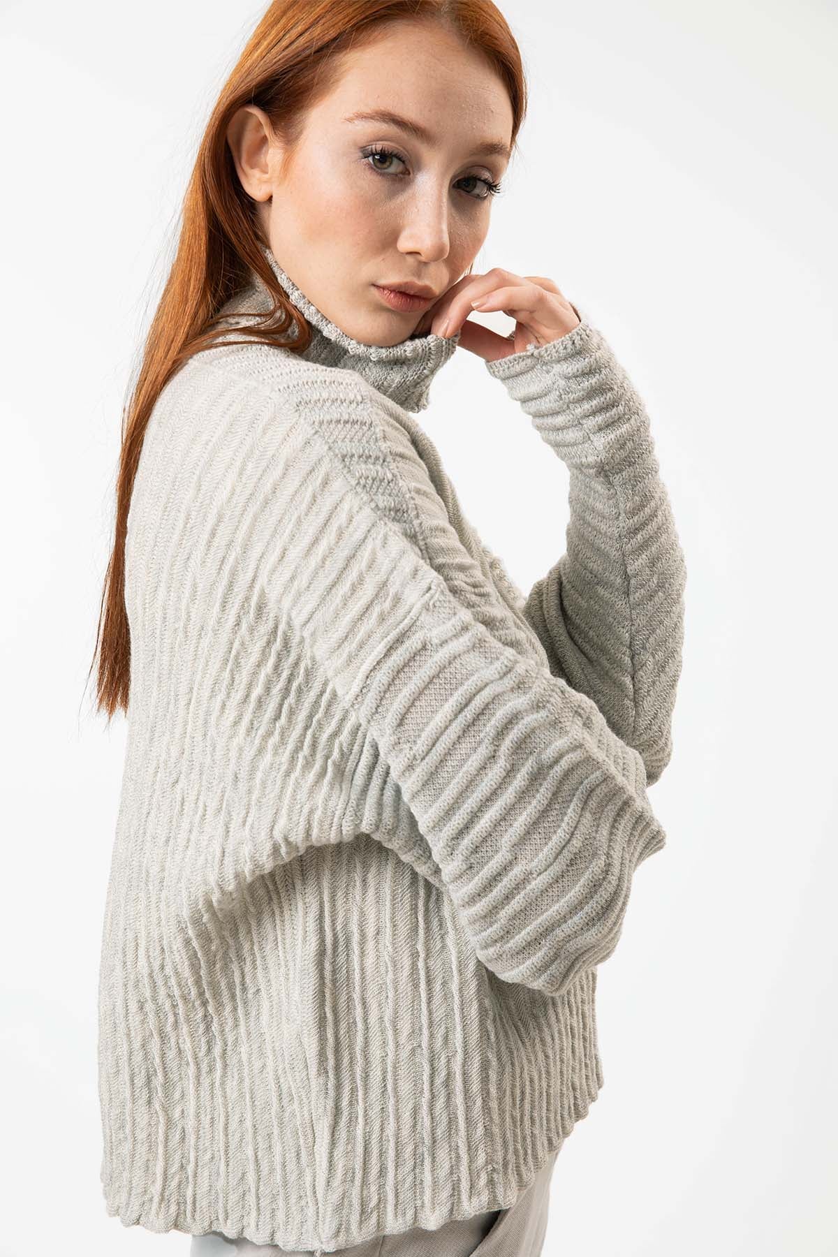 Transit Oversize Kollu Balıkçı Yaka Triko-Libas Trendy Fashion Store