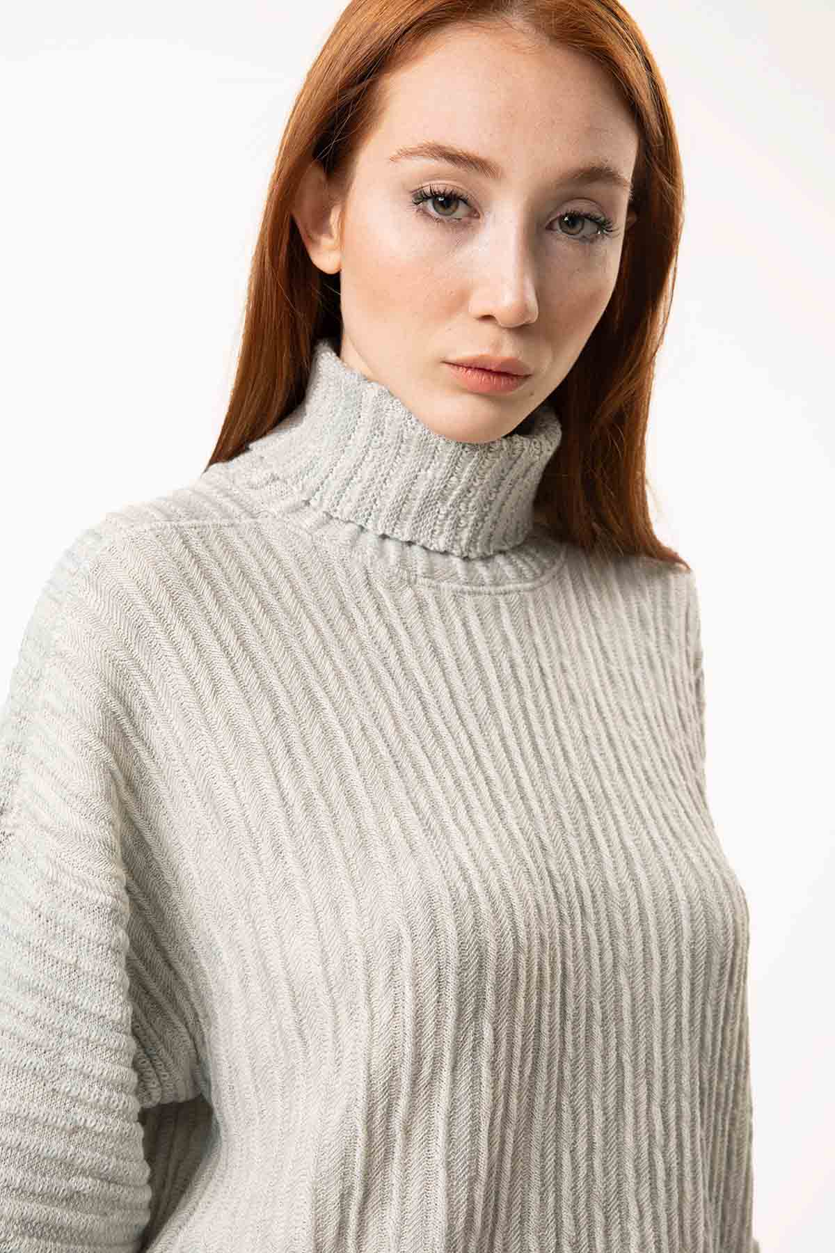 Transit Oversize Kollu Balıkçı Yaka Triko-Libas Trendy Fashion Store