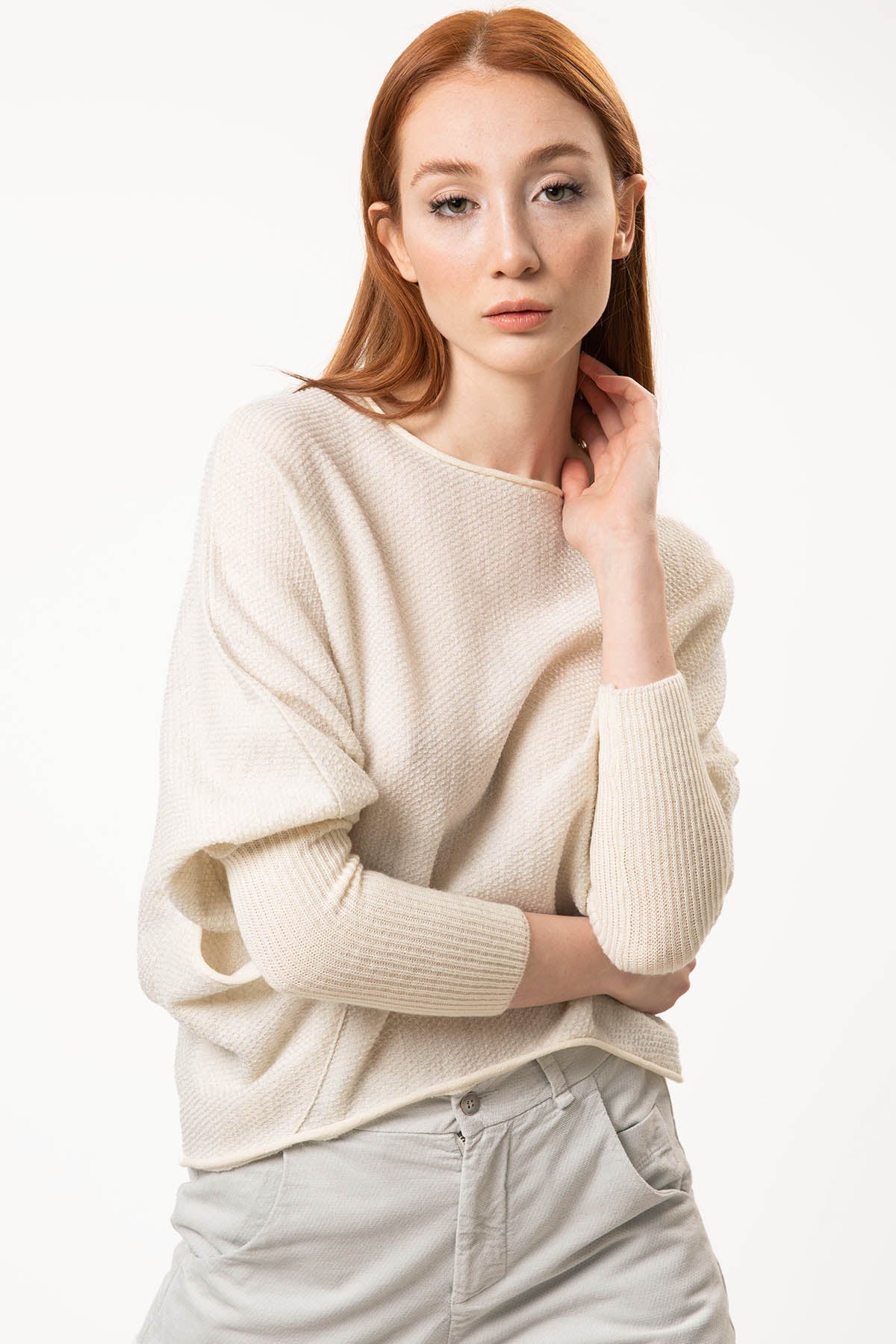 Transit Ribana Kollu Yuvarlak Yaka Triko-Libas Trendy Fashion Store