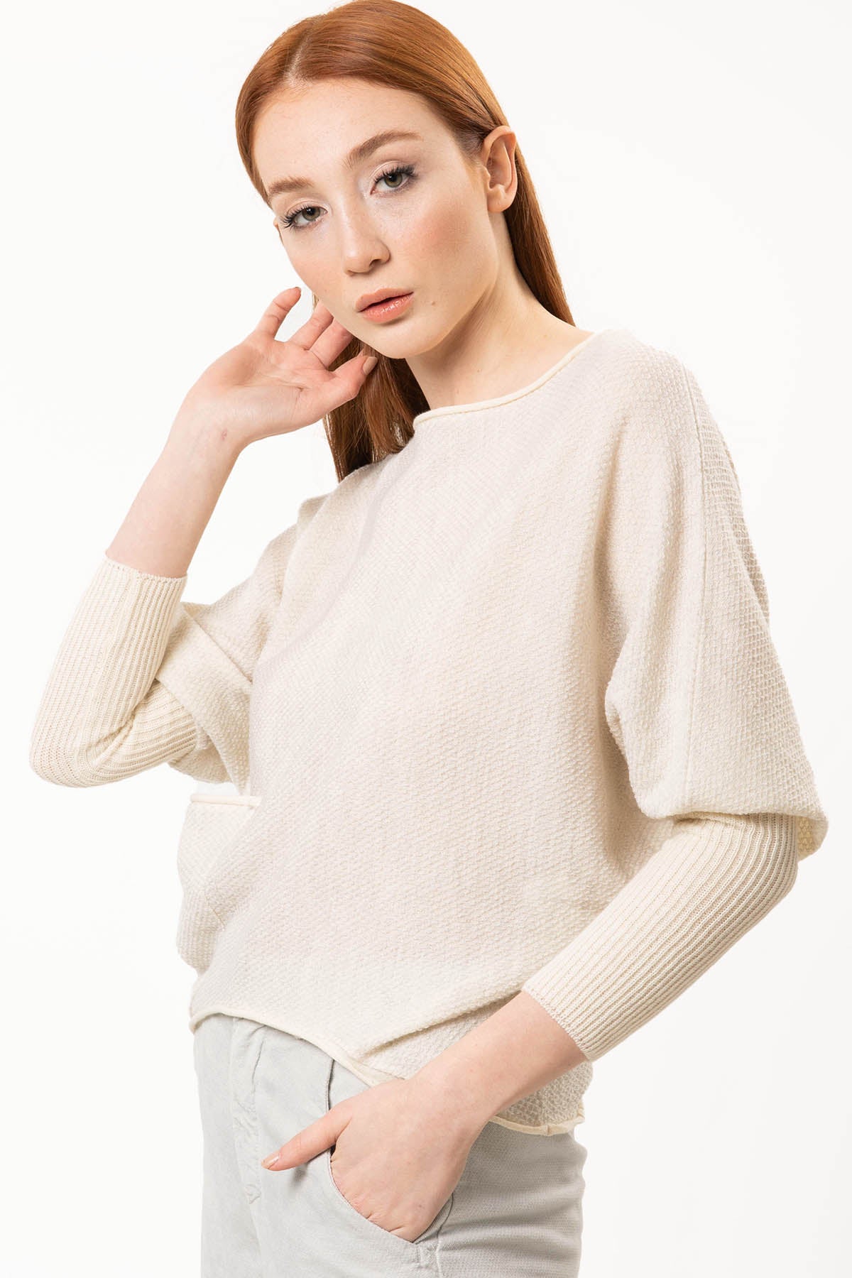 Transit Ribana Kollu Yuvarlak Yaka Triko-Libas Trendy Fashion Store