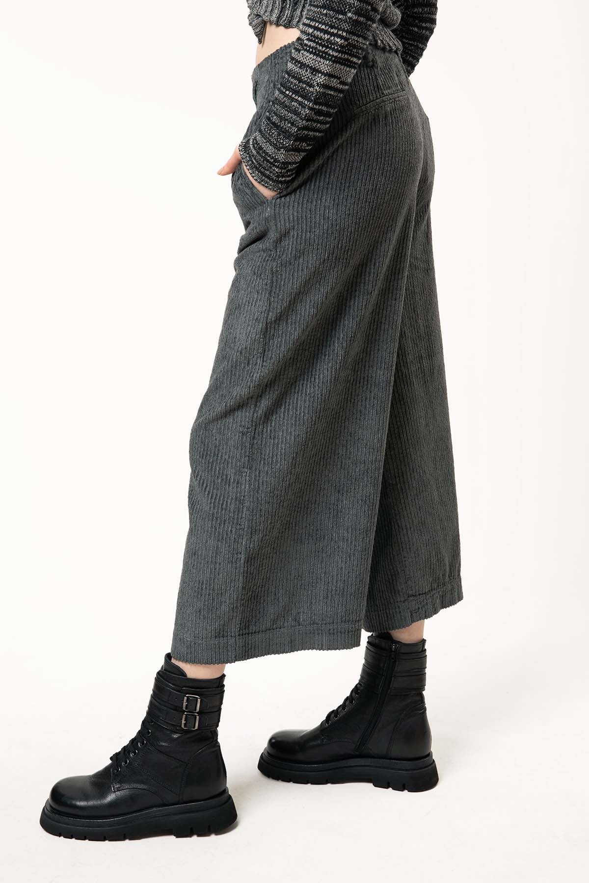 Transit Fitilli Kadife Geniş Crop Paça Pantolon-Libas Trendy Fashion Store