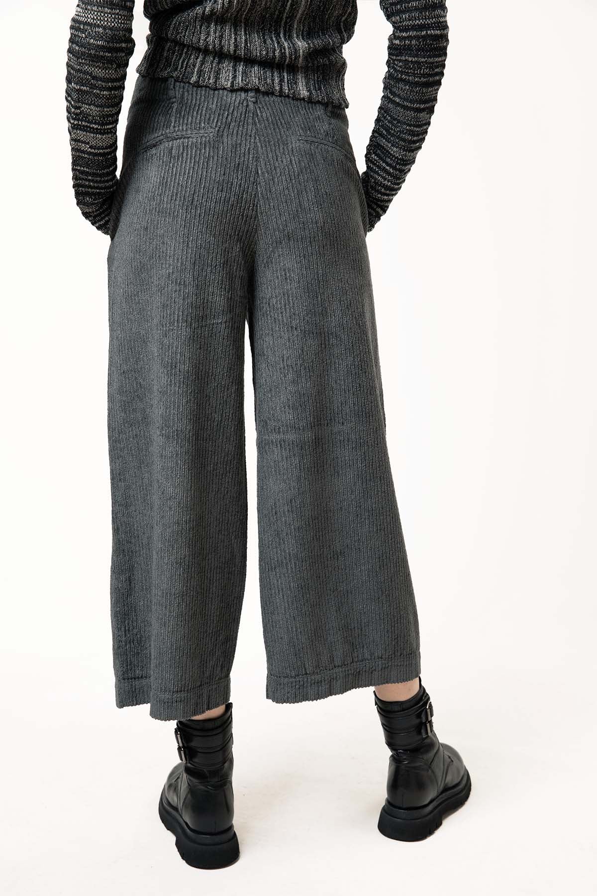 Transit Fitilli Kadife Geniş Crop Paça Pantolon-Libas Trendy Fashion Store