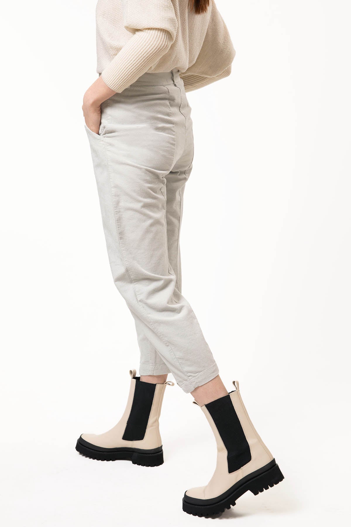 Transit Yüksek Bel Crop Paça Pantolon