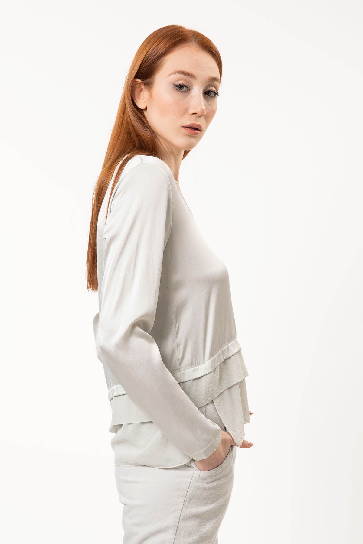 Transit V Yaka Stretch İpek Bluz-Libas Trendy Fashion Store