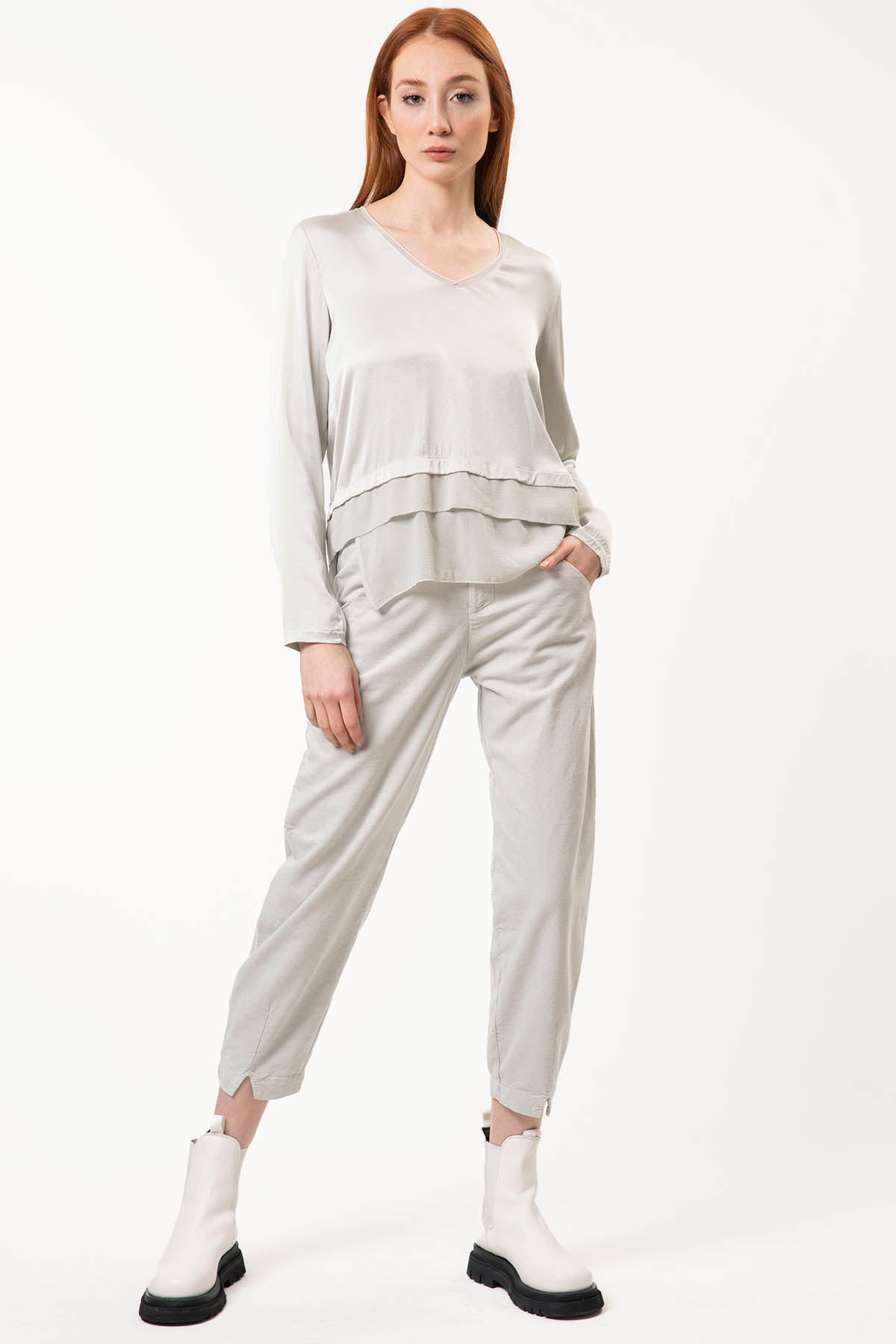 Transit V Yaka Stretch İpek Bluz-Libas Trendy Fashion Store