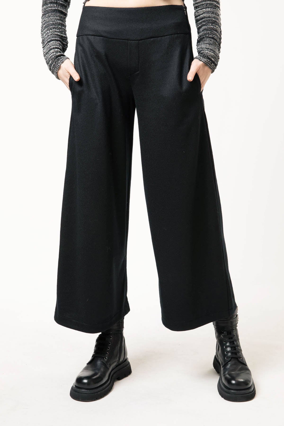 Transit Yüksek Bel Geniş Crop Paça Pantolon-Libas Trendy Fashion Store