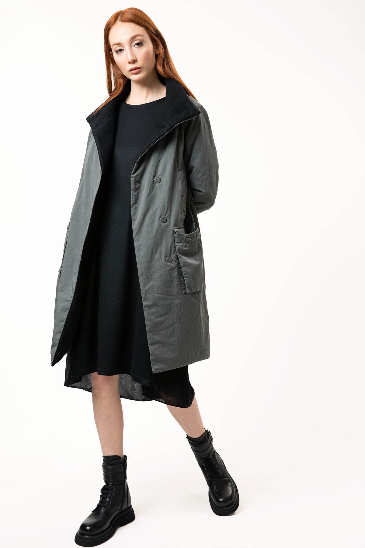 Transit Kapaklı Cep Belden Kemerli Mont-Libas Trendy Fashion Store