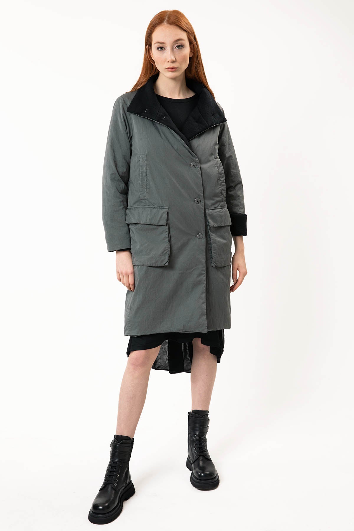 Transit Kapaklı Cep Belden Kemerli Mont-Libas Trendy Fashion Store