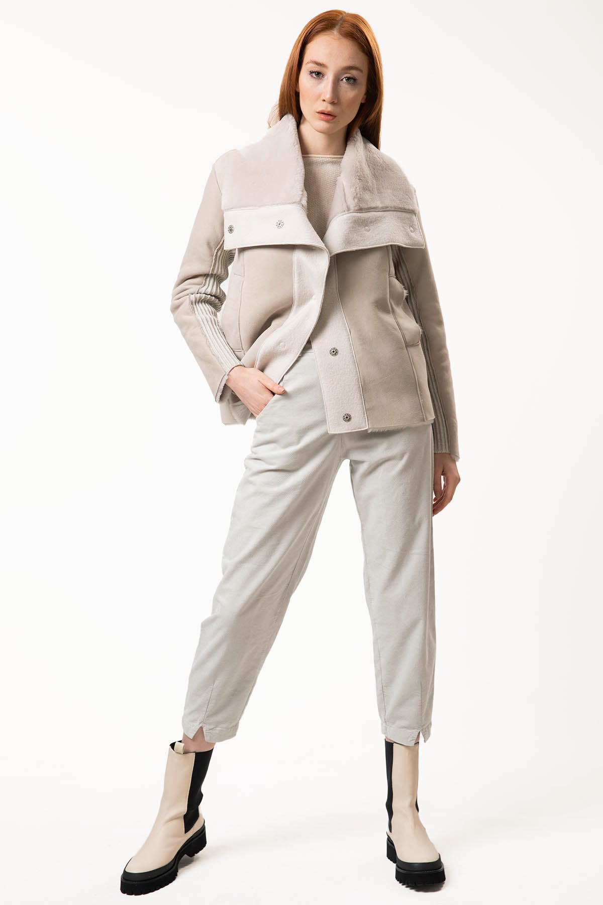 Transit Geniş Yaka Deri Ceket-Libas Trendy Fashion Store