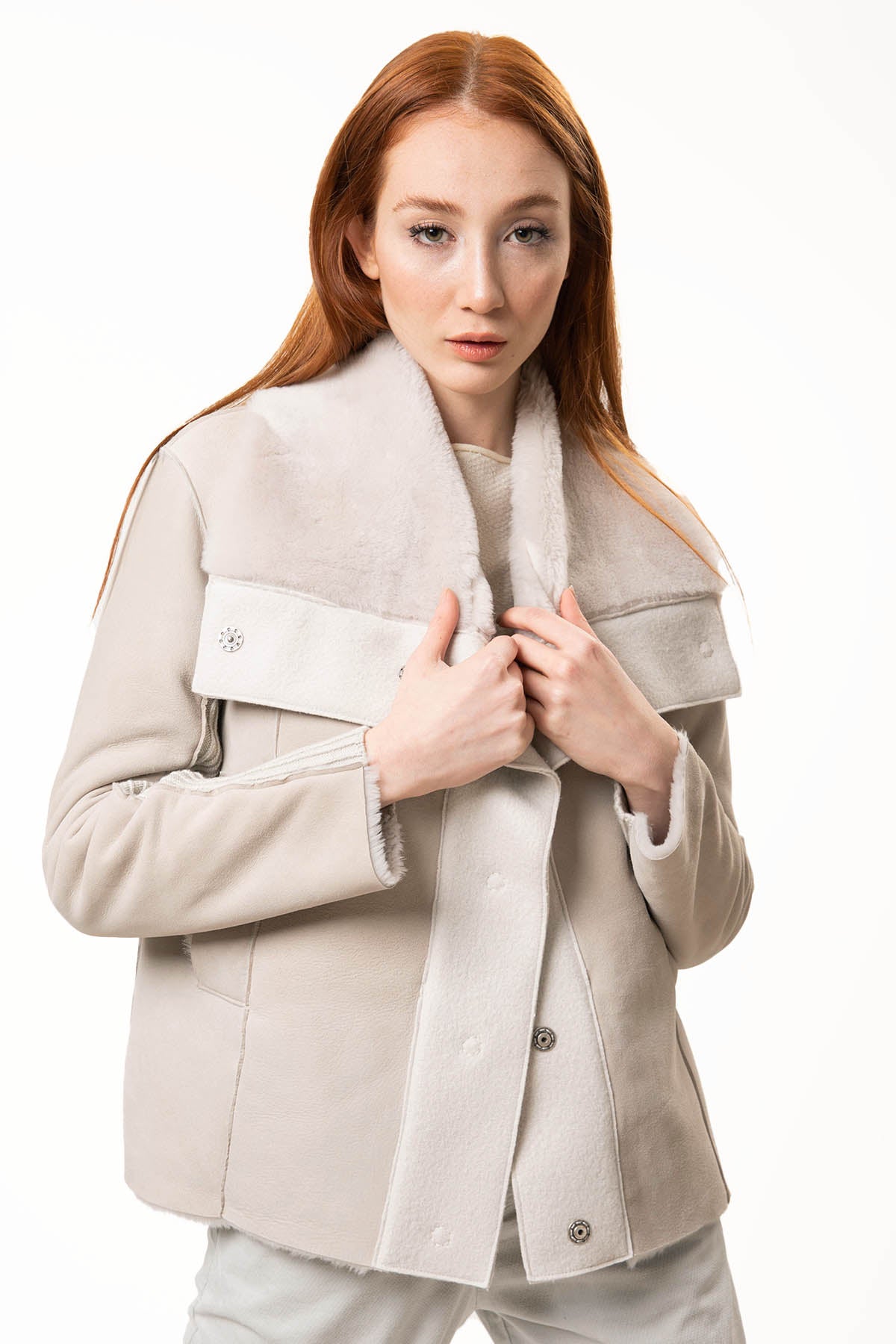 Transit Geniş Yaka Deri Ceket-Libas Trendy Fashion Store