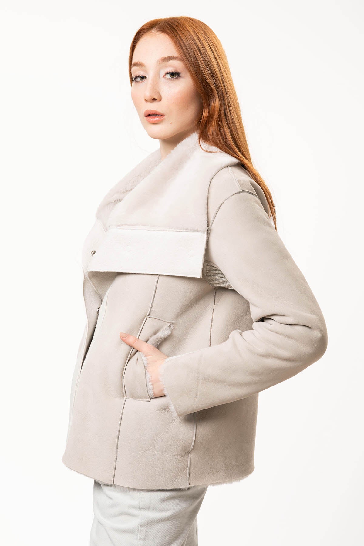 Transit Geniş Yaka Deri Ceket-Libas Trendy Fashion Store