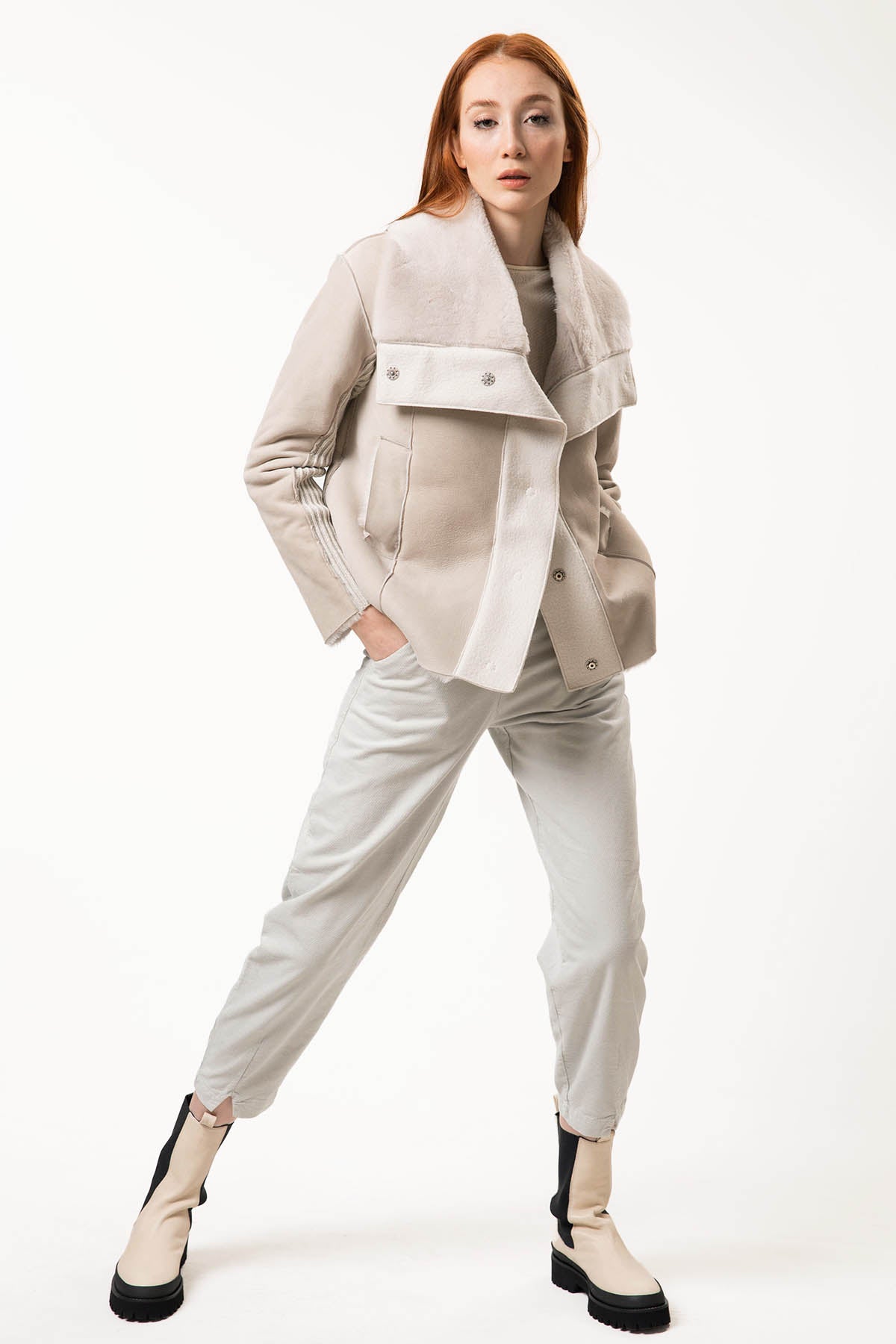 Transit Geniş Yaka Deri Ceket-Libas Trendy Fashion Store